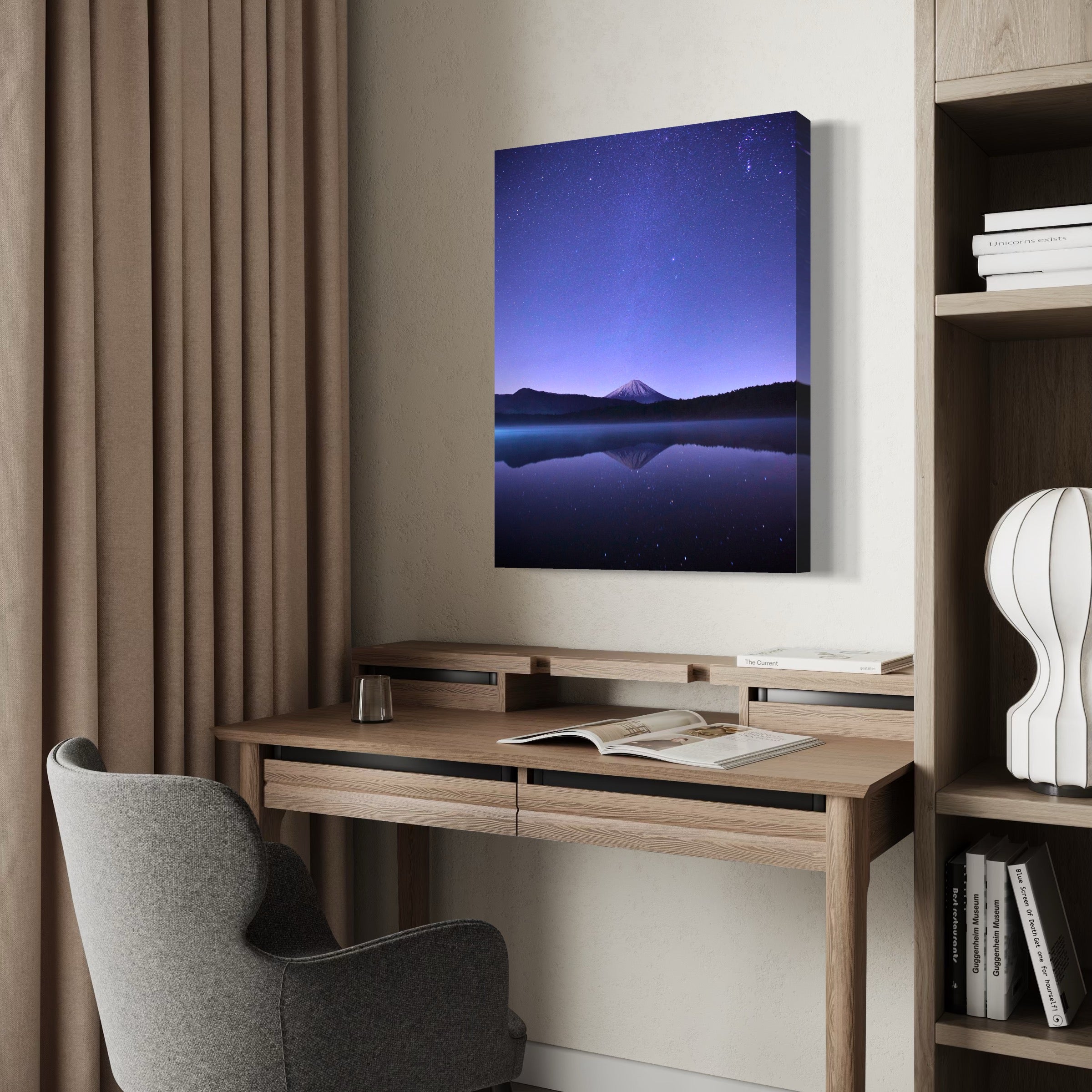 Mountain Reflections at Night - Moderno Wall Art Wall Art