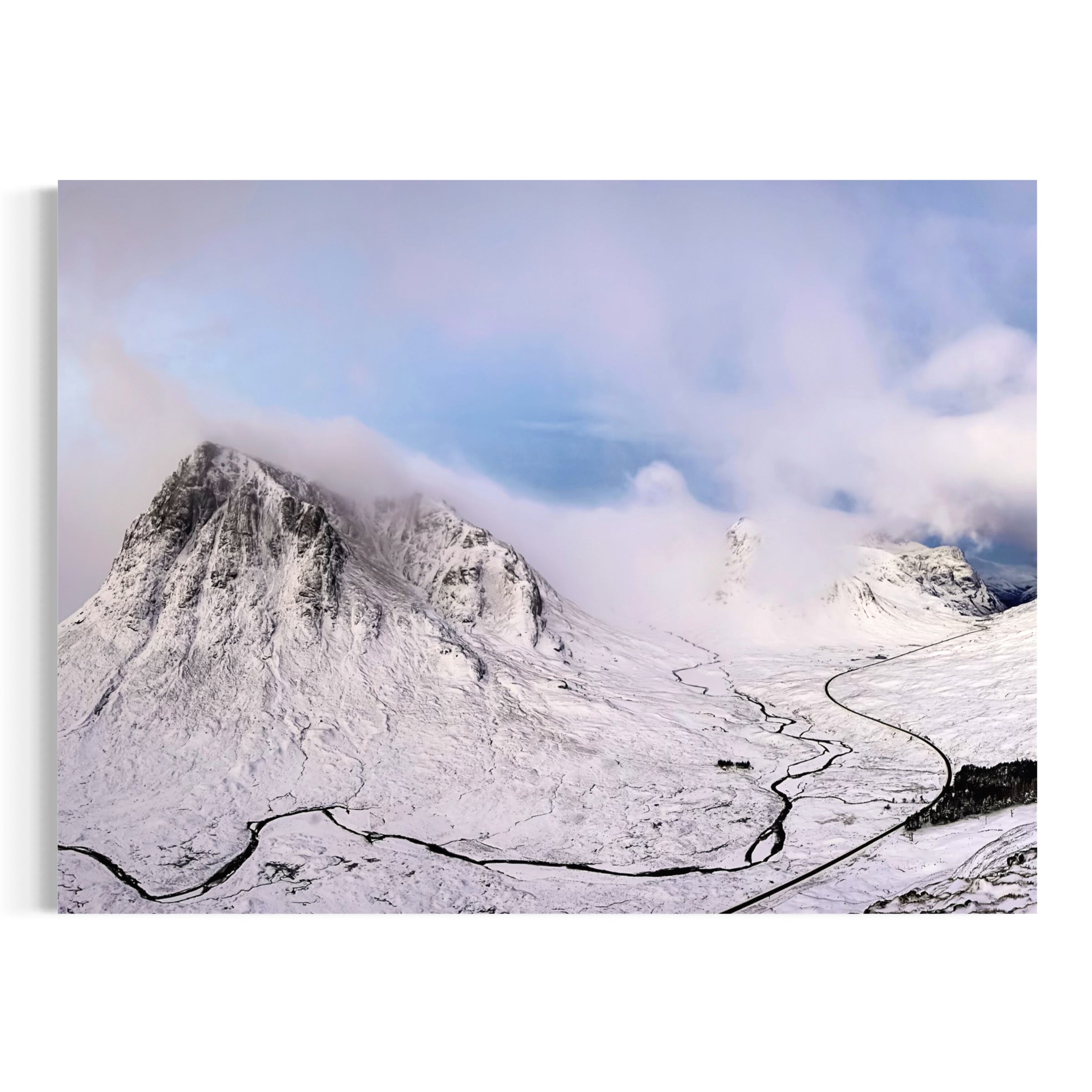 Winding River and Snowy Peaks - Moderno Wall Art Wall Art