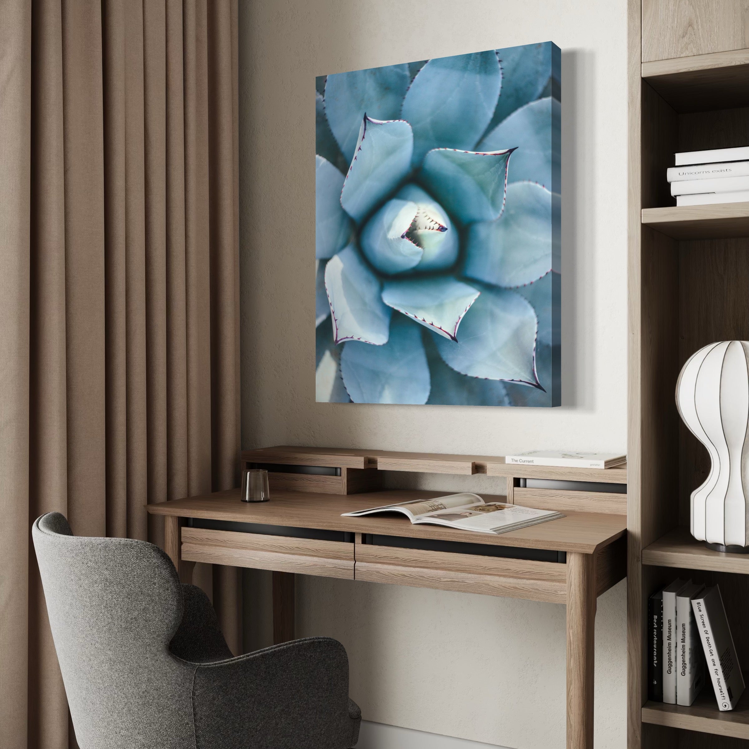 Macro Shot of Succulent - Moderno Wall Art Wall Art