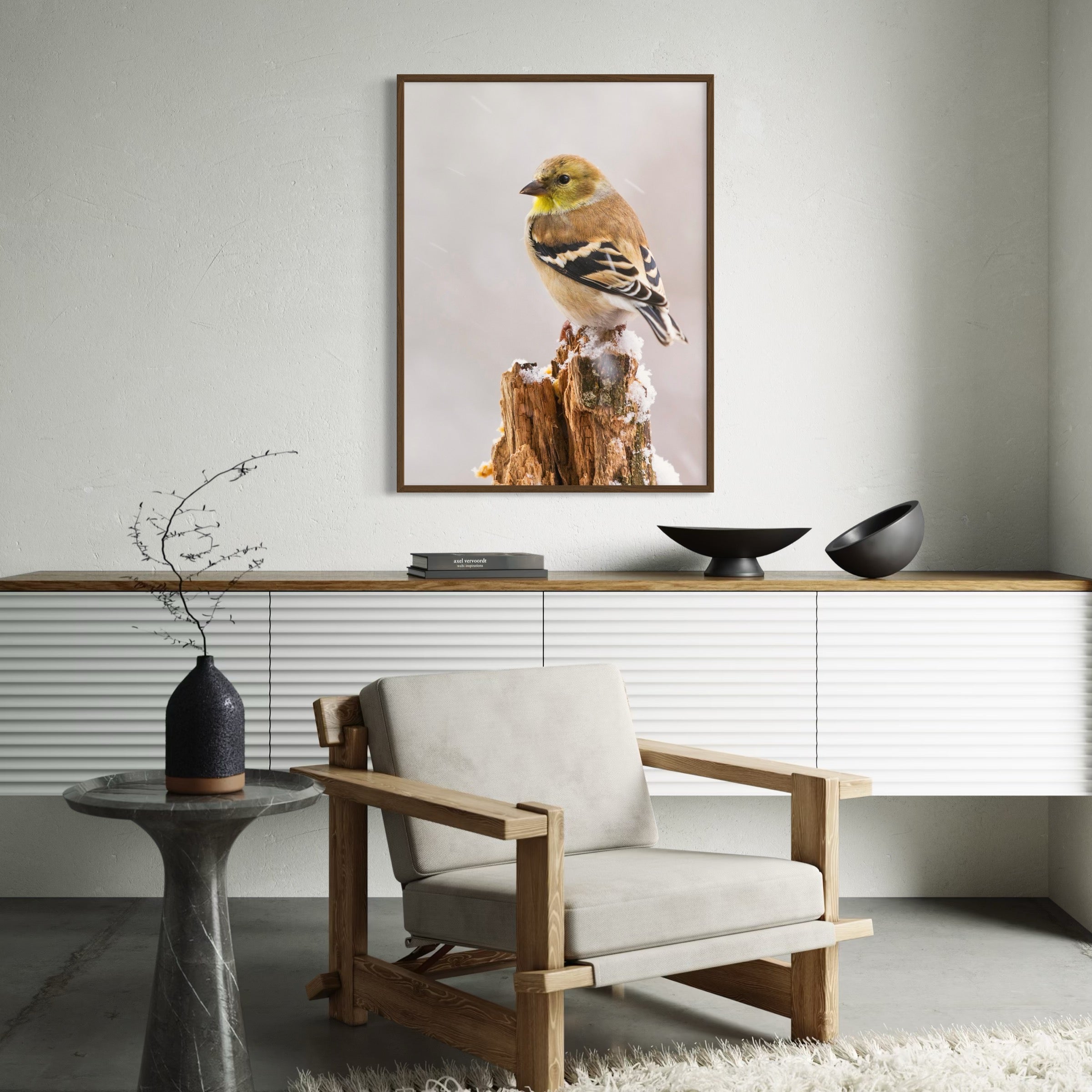 Winter Goldfinch - Moderno Wall Art Wall Art