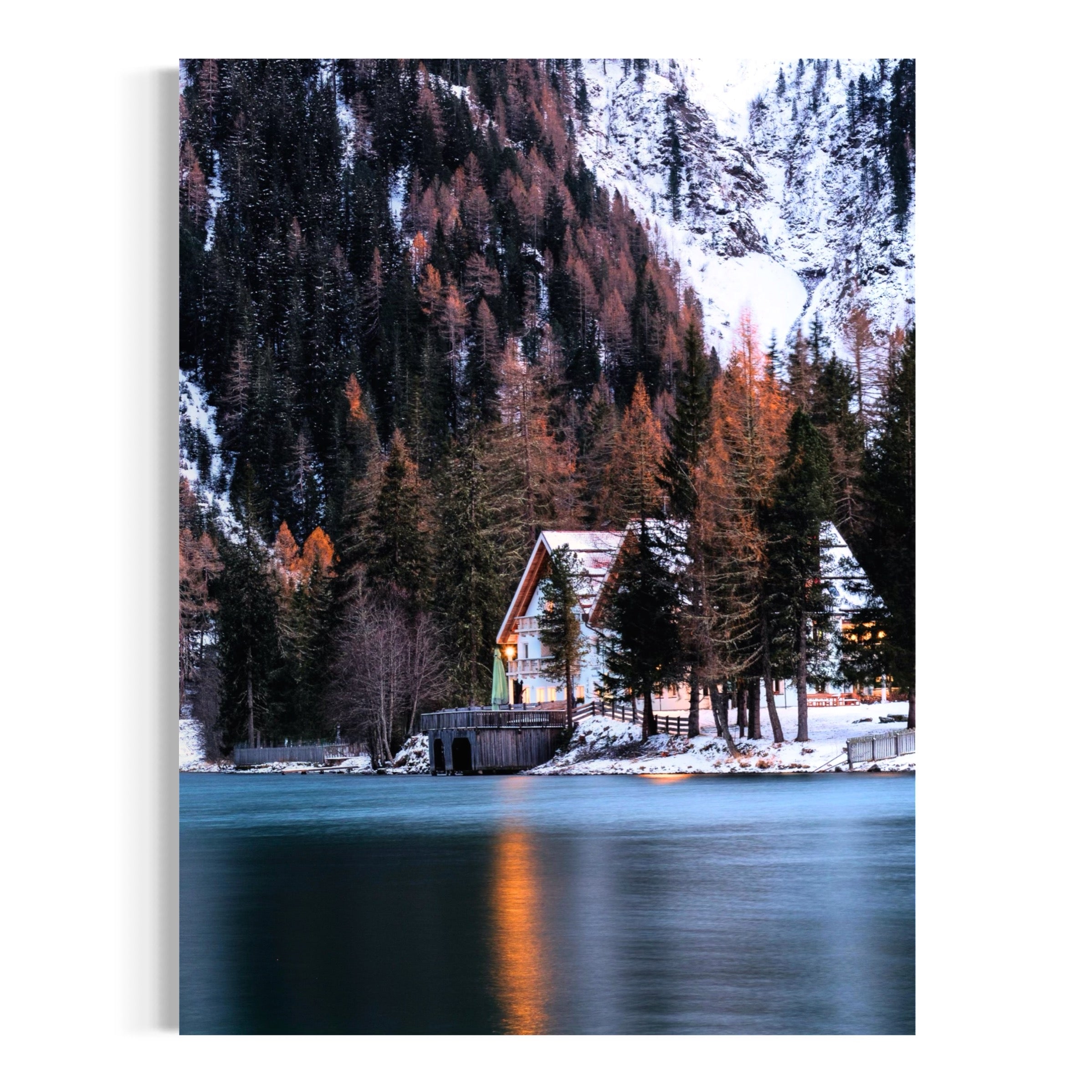 Evening at the Lakeside Cabin - Moderno Wall Art Wall Art