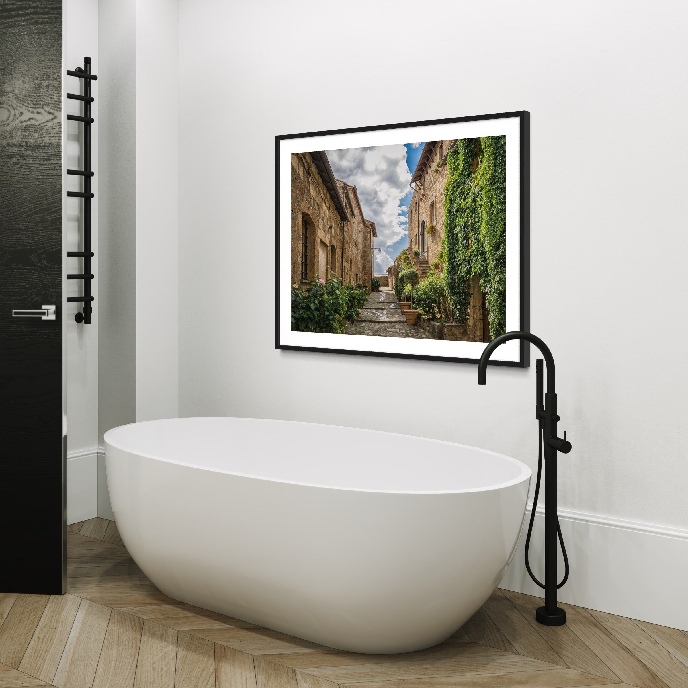 Village Path with Potted Plants - Moderno Wall Art Wall Art