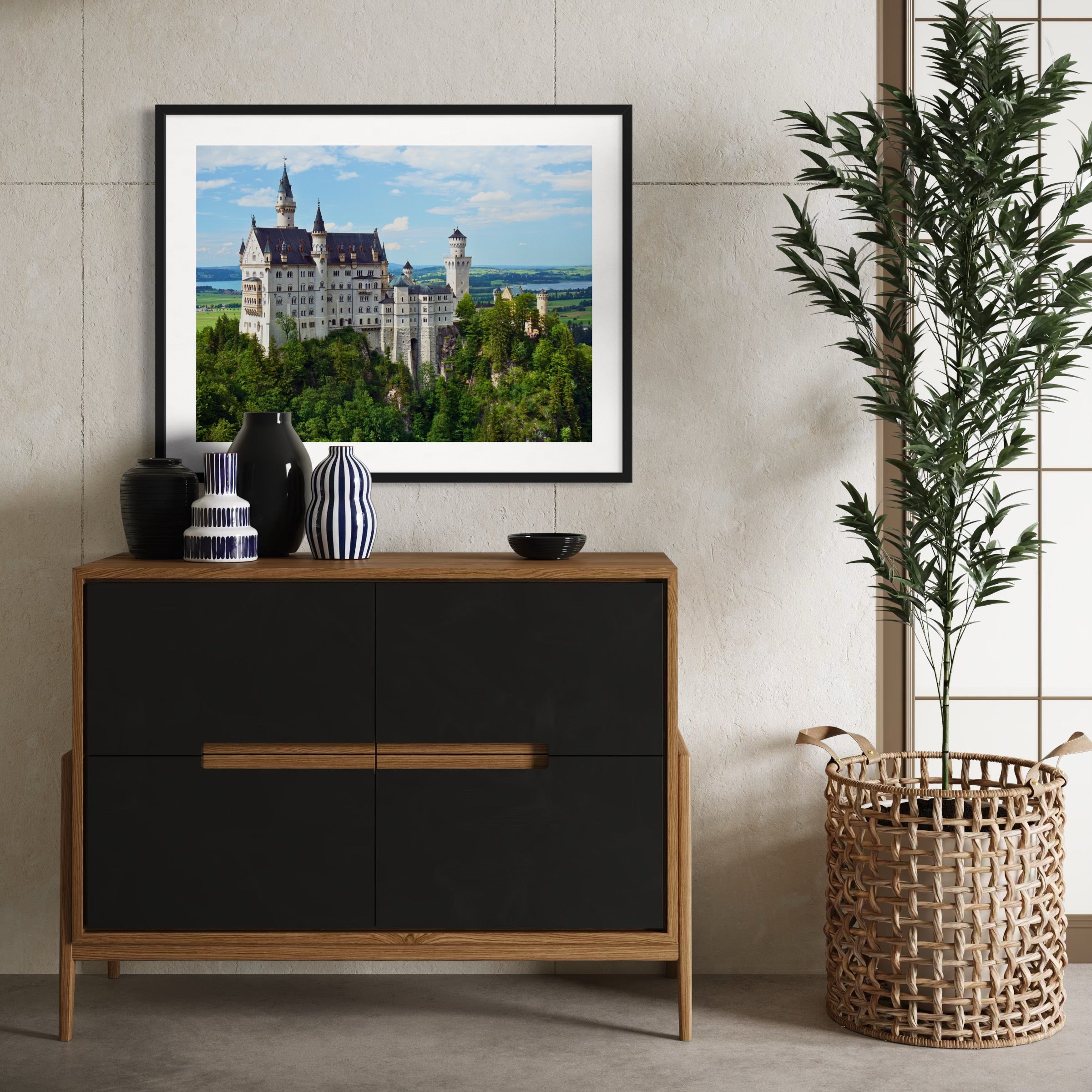 Neuschwanstein Castle Landscape View - Moderno Wall Art Wall Art