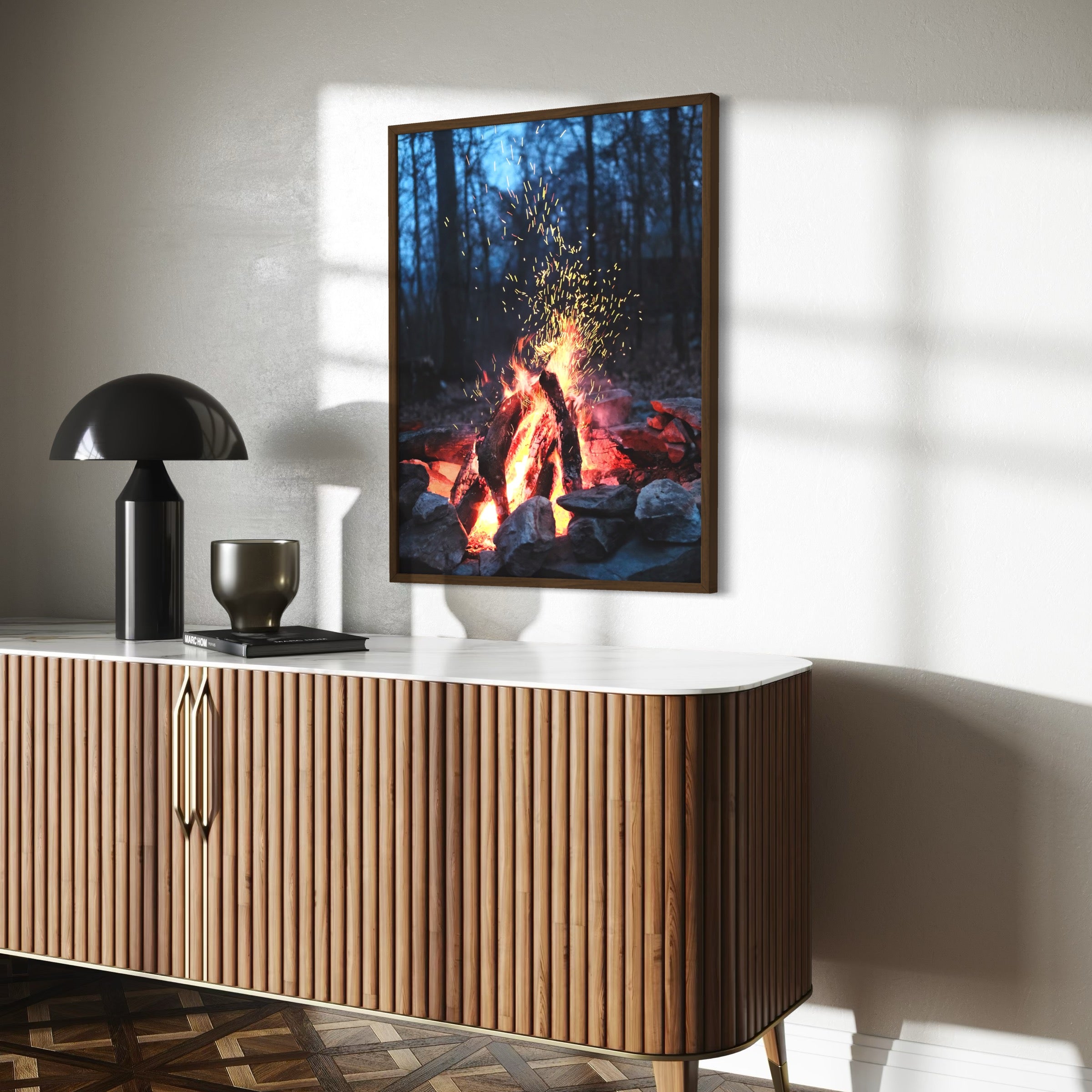 Campfire in the Woods - Moderno Wall Art Wall Art