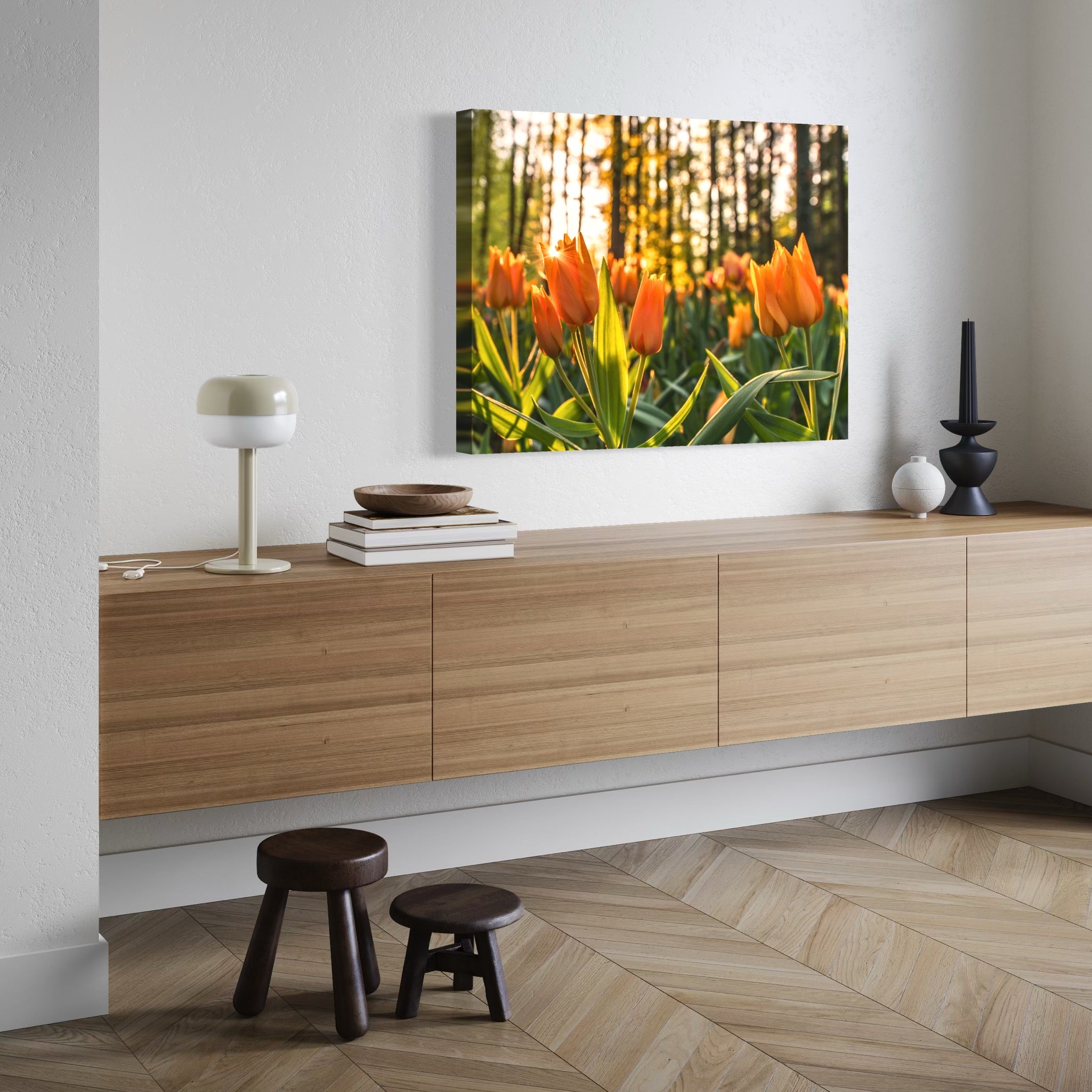 Golden Glow & Blooms - Moderno Wall Art Wall Art