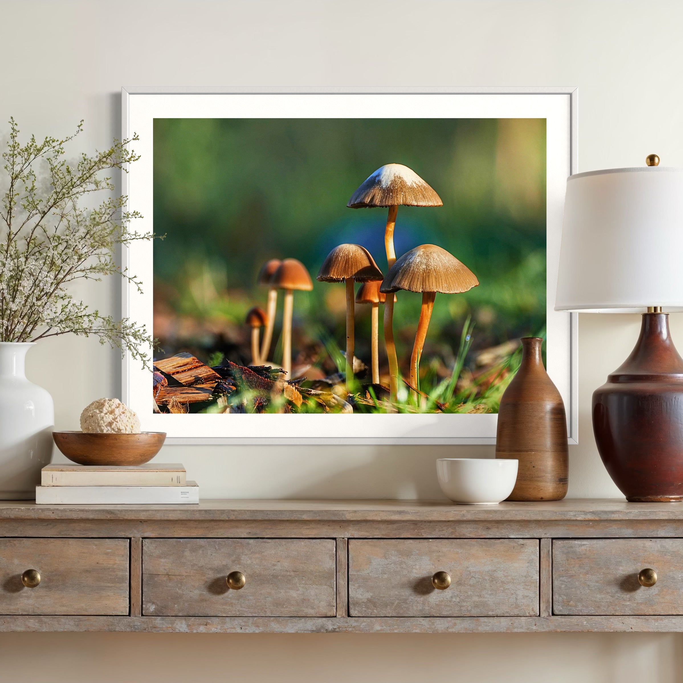 Sunlit Mushrooms - Moderno Wall Art Wall Art