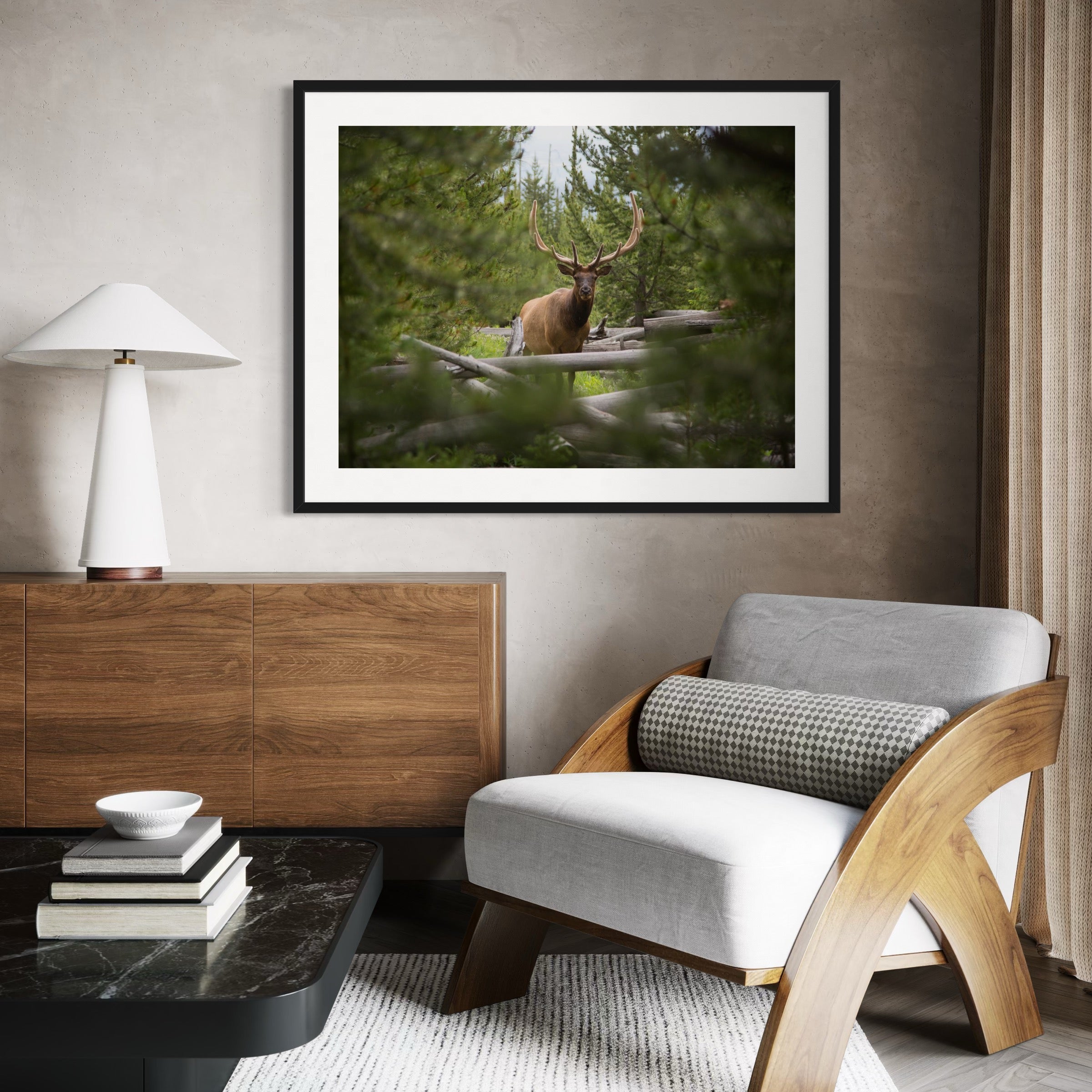 Majestic Elk in the Forest - Moderno Wall Art Wall Art