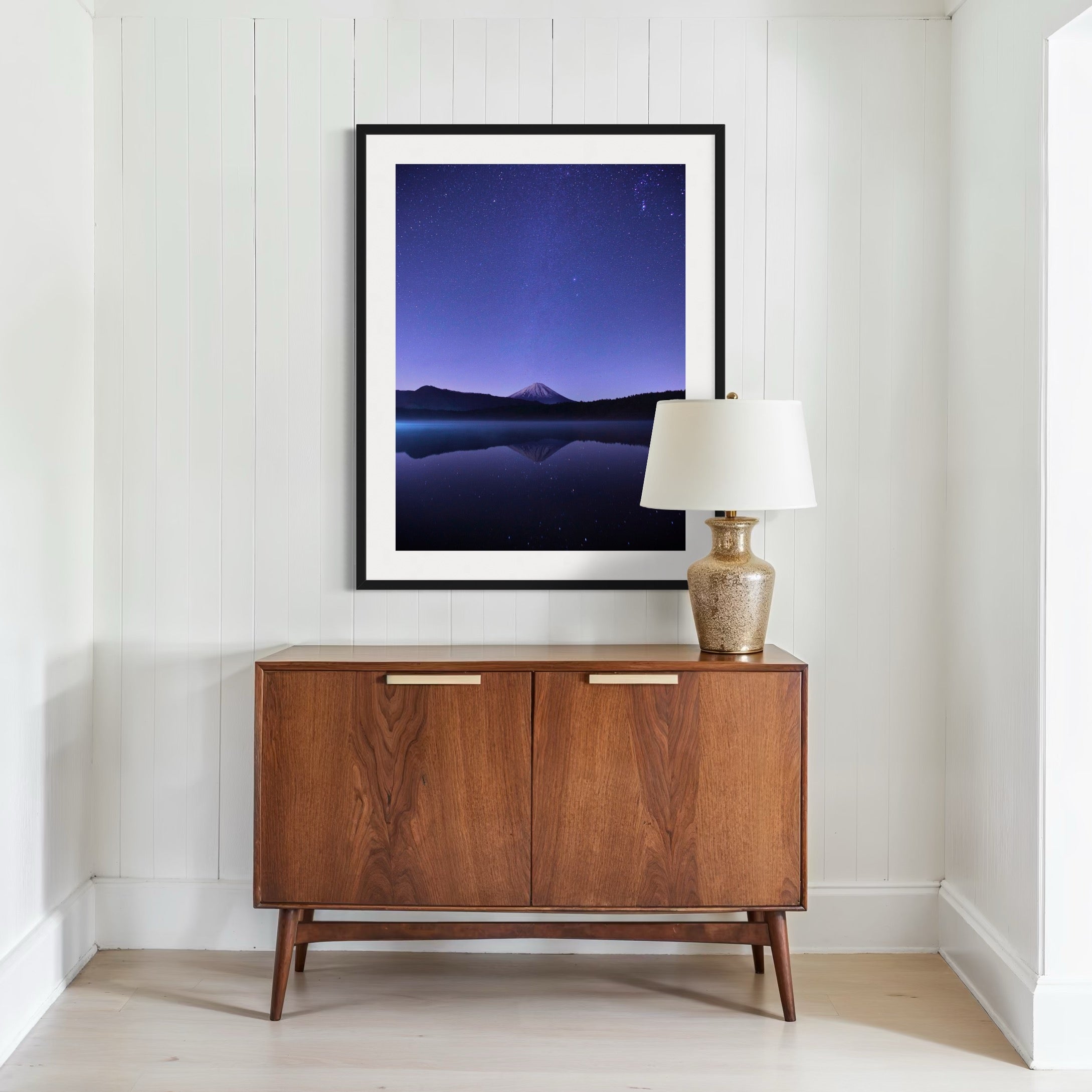 Mountain Reflections at Night - Moderno Wall Art Wall Art