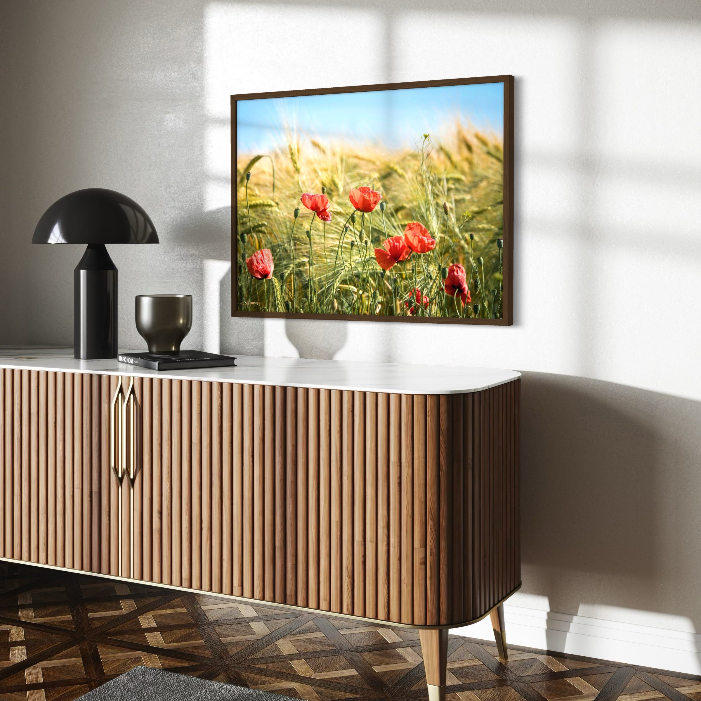 Poppies Amidst the Barley - Moderno Wall Art Wall Art