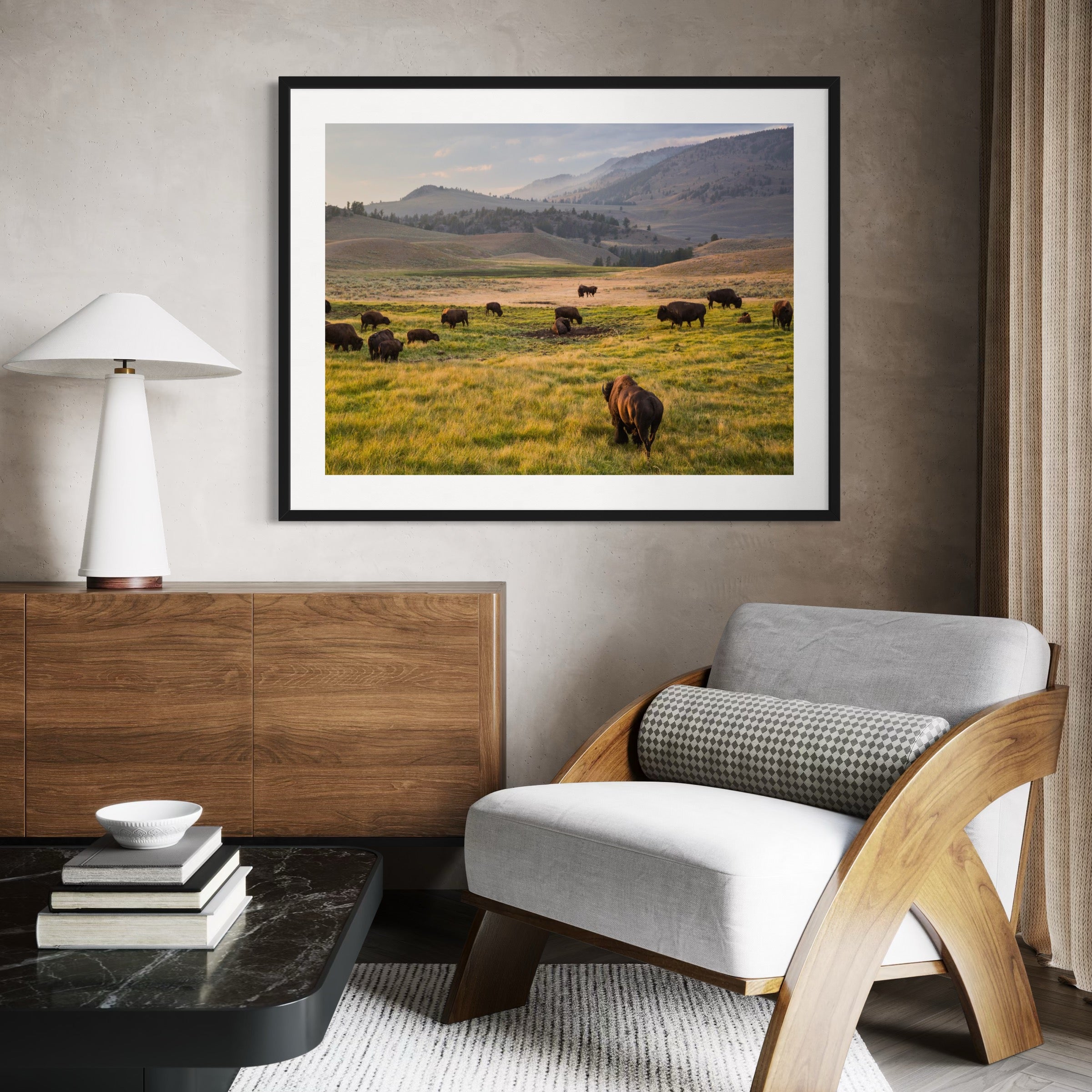 Bison at Golden Hour - Moderno Wall Art Wall Art