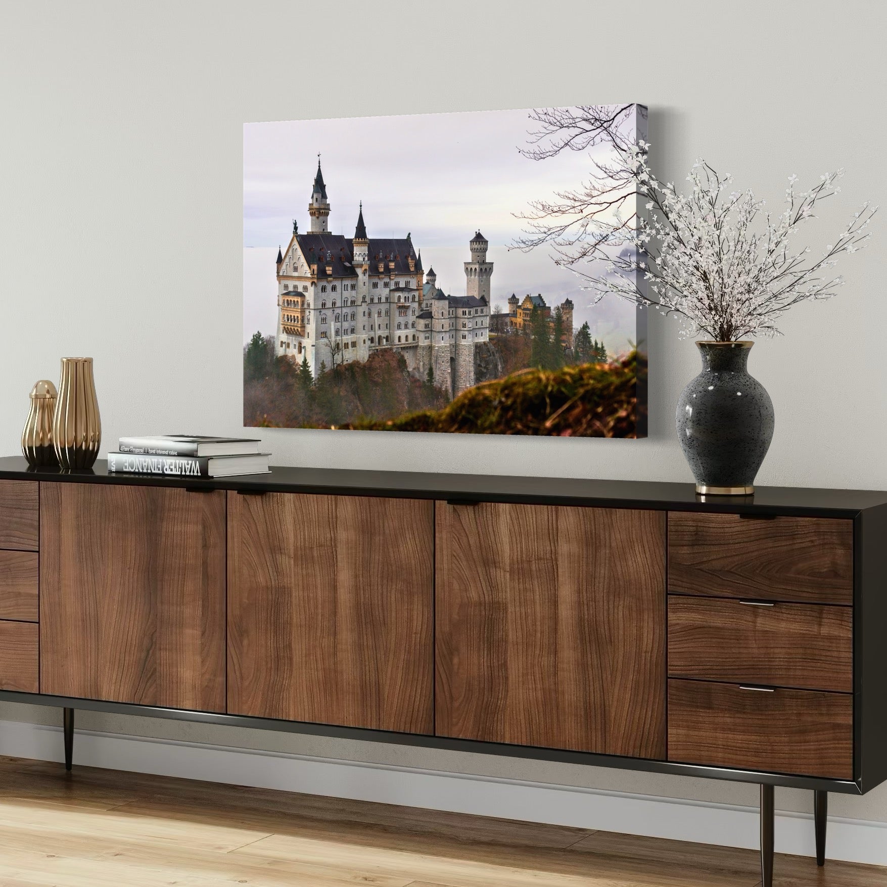 Neuschwanstein Castle in Autumn - Moderno Wall Art Wall Art