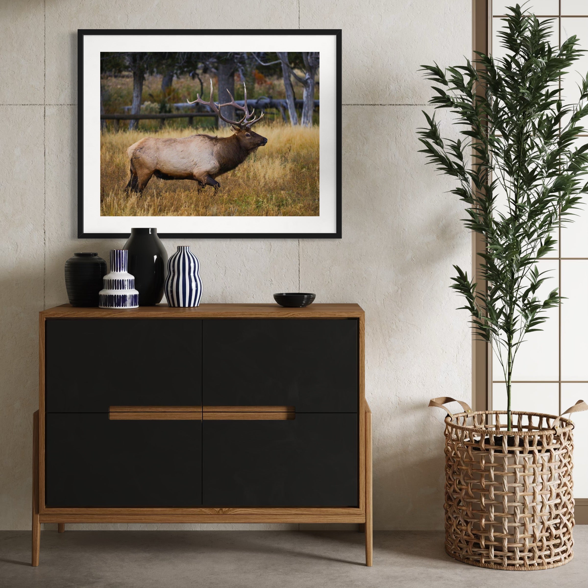 Elk on the Move - Moderno Wall Art Wall Art