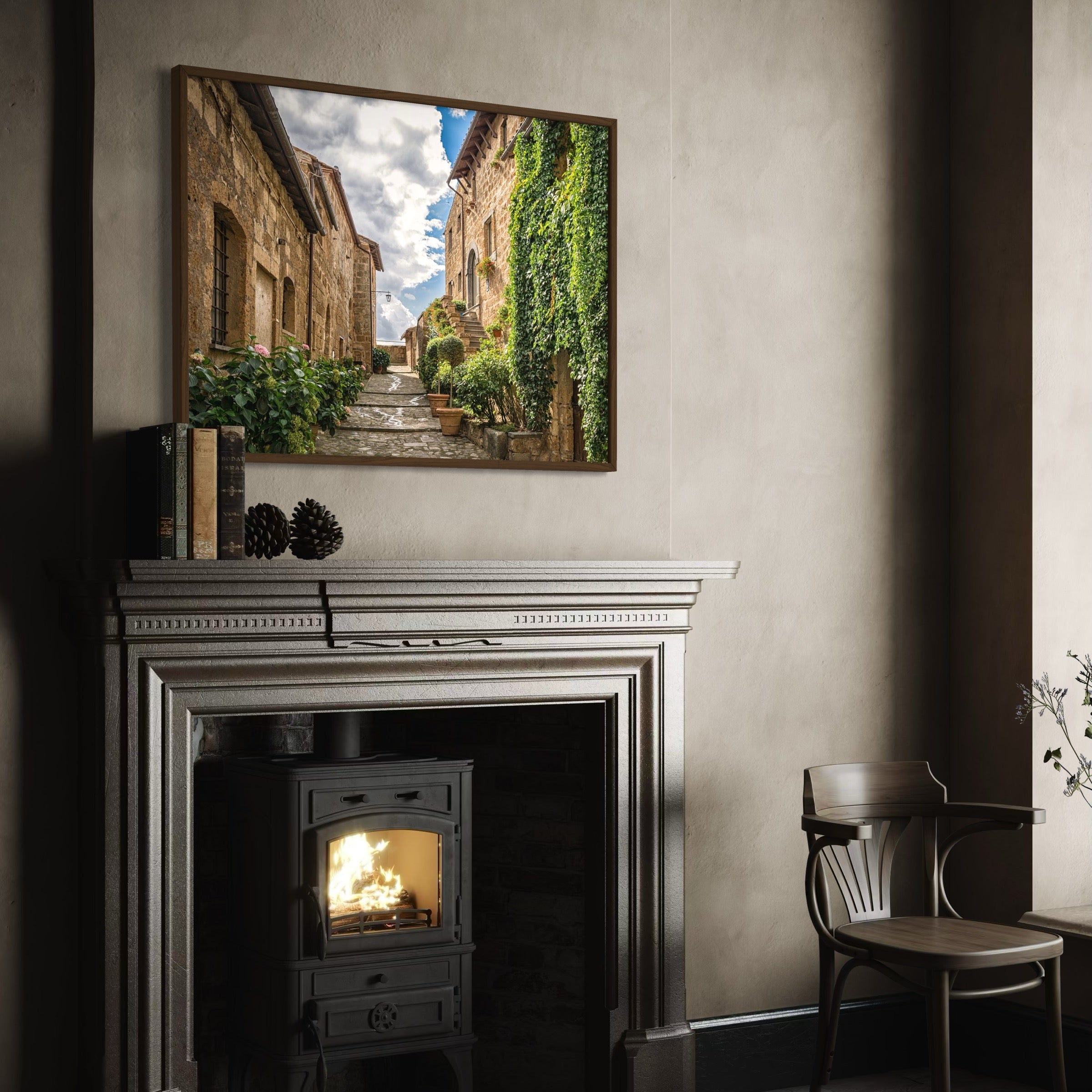 Village Path with Potted Plants - Moderno Wall Art Wall Art