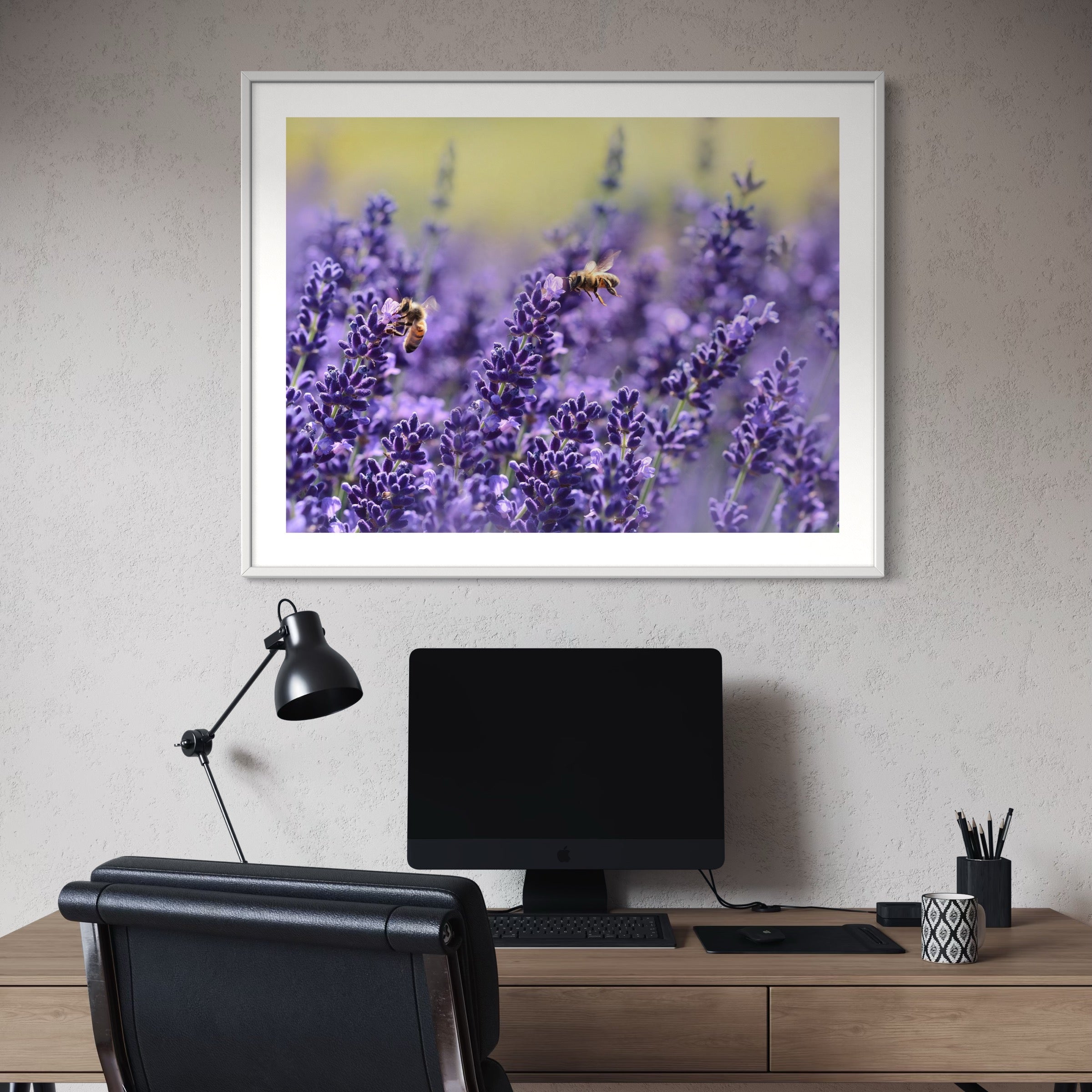 Bees Among the Lavender - Moderno Wall Art Wall Art
