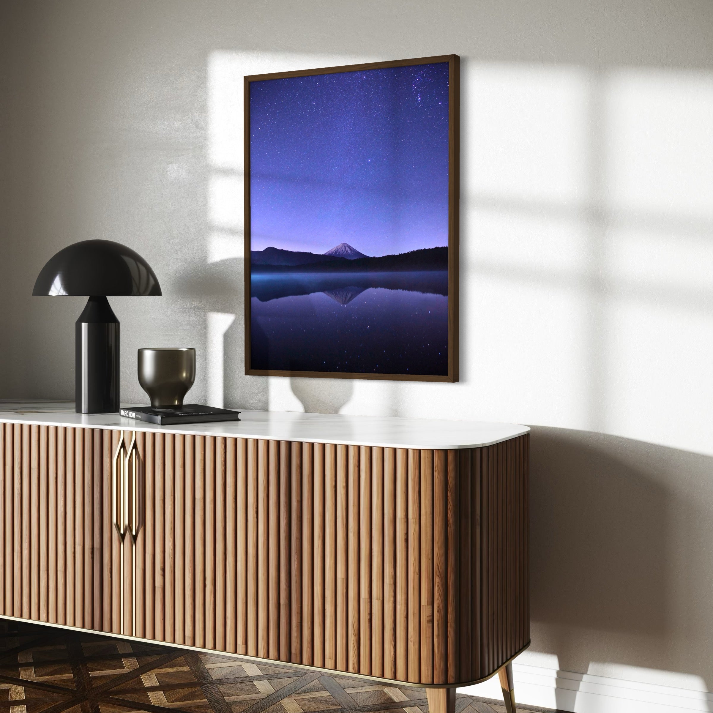 Mountain Reflections at Night - Moderno Wall Art Wall Art