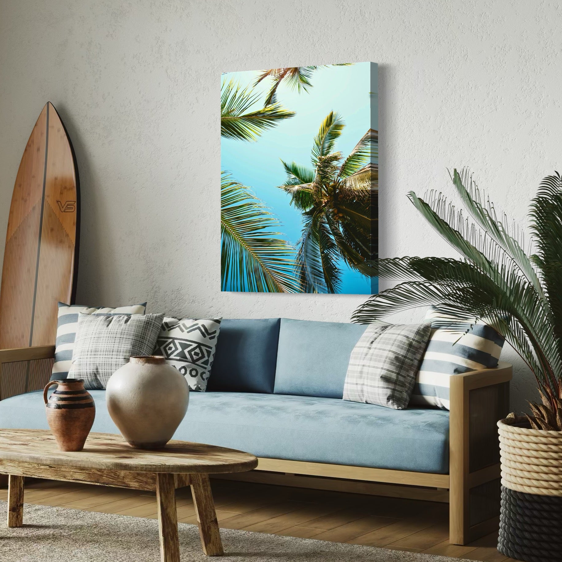 Sunlit Palm Canopy - Moderno Wall Art Wall Art