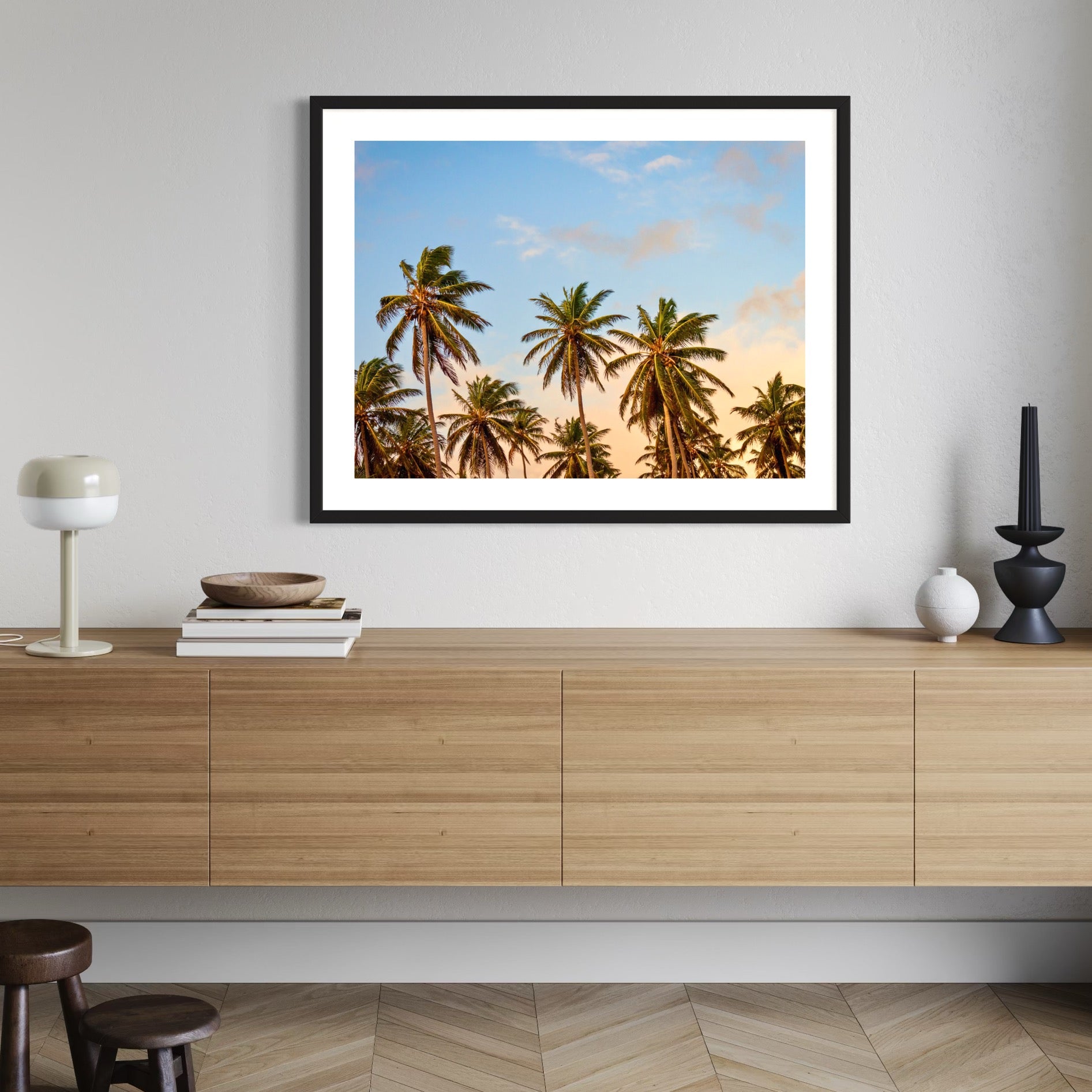Palms and Painted Sky - Moderno Wall Art Wall Art