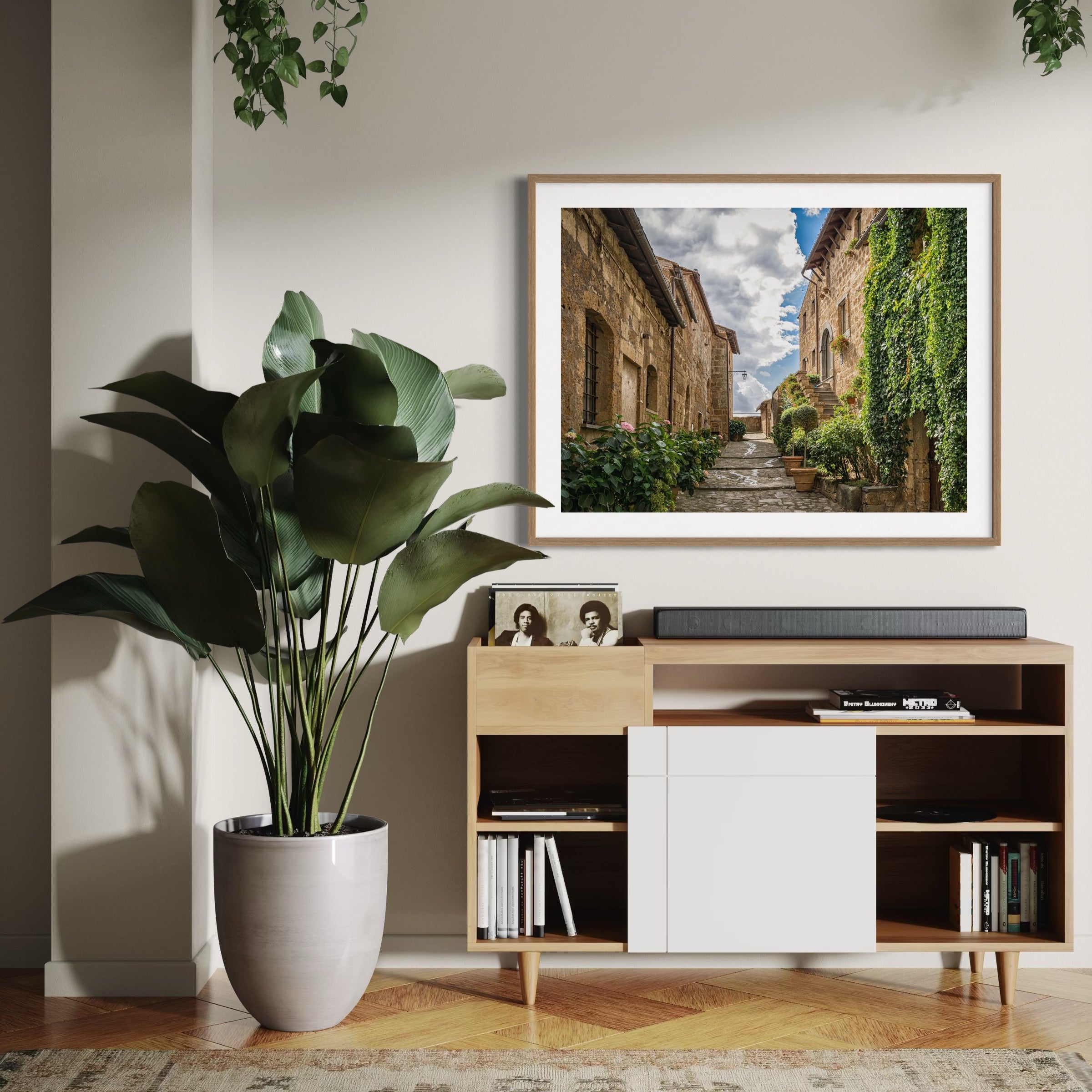 Village Path with Potted Plants - Moderno Wall Art Wall Art