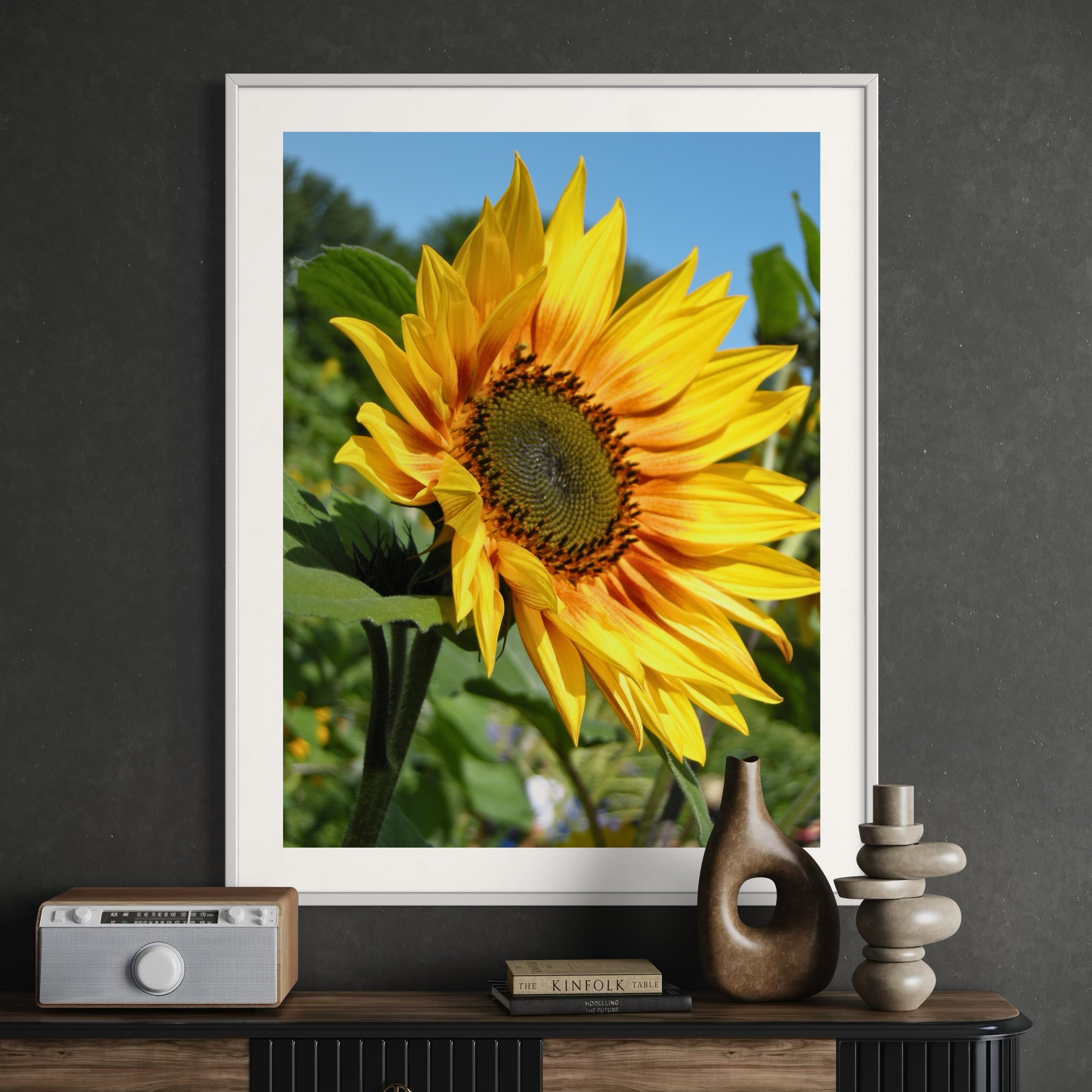 Golden Petals, Blue Sky - Moderno Wall Art Wall Art