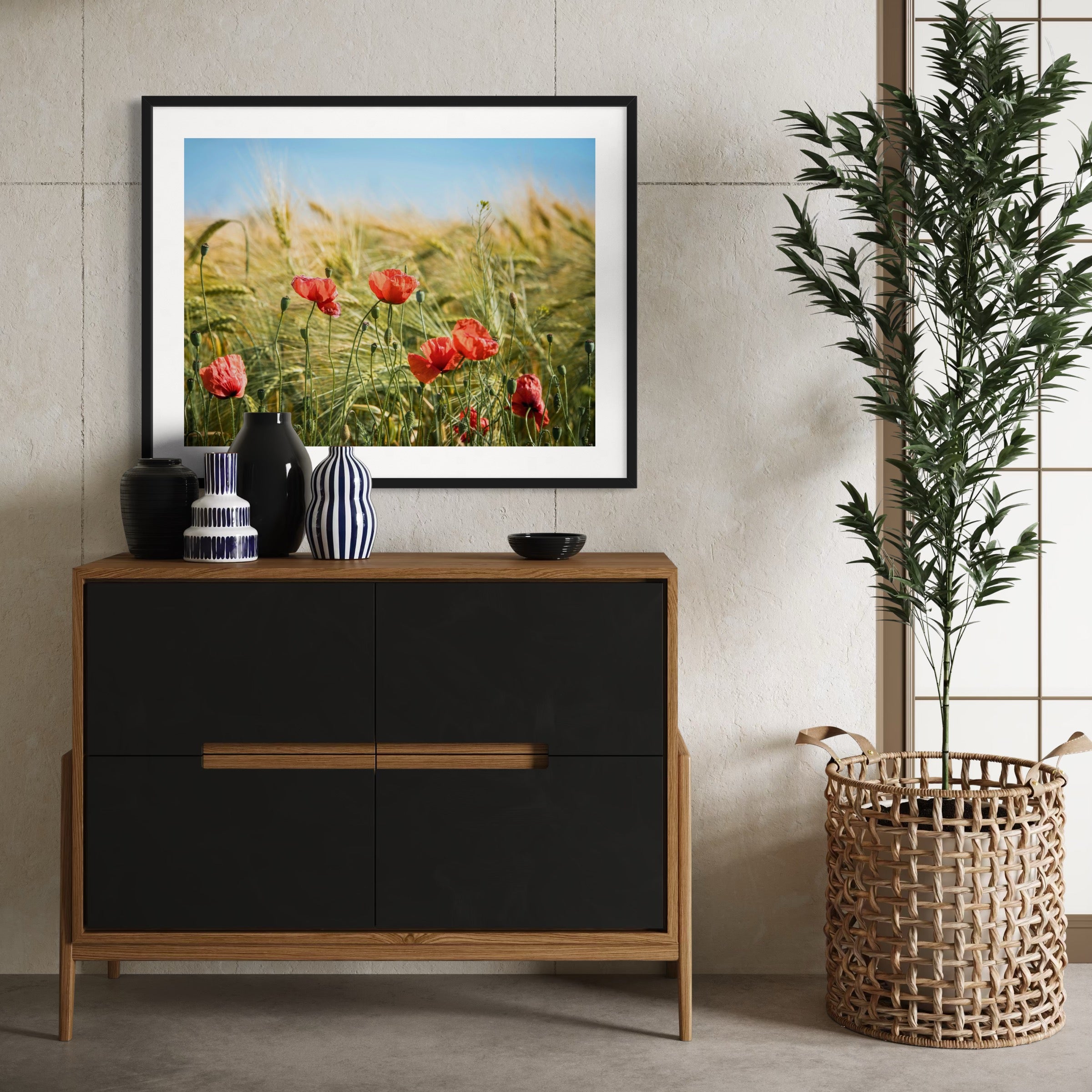 Poppies Amidst the Barley - Moderno Wall Art Wall Art