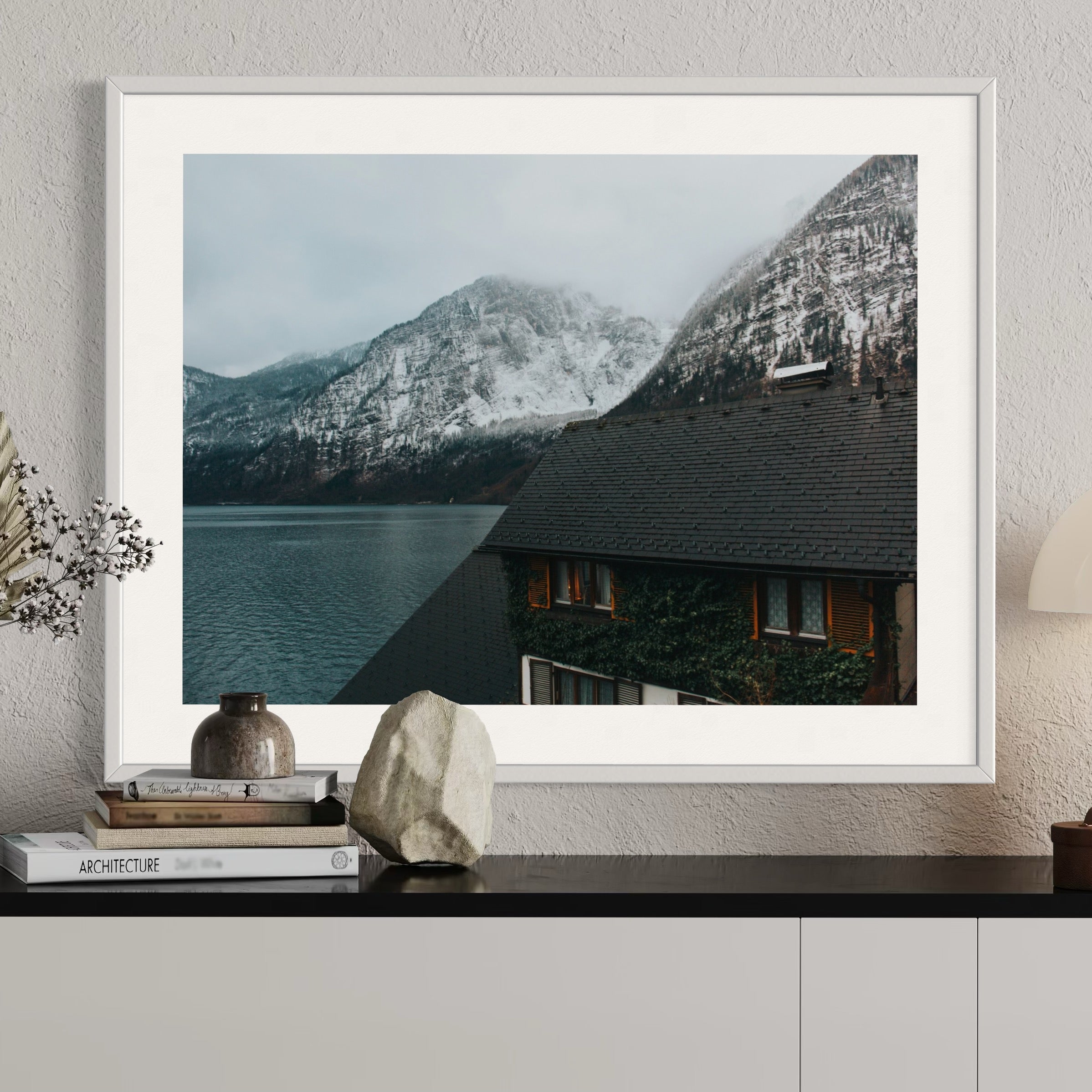 Winter Lakeside House - Moderno Wall Art Wall Art