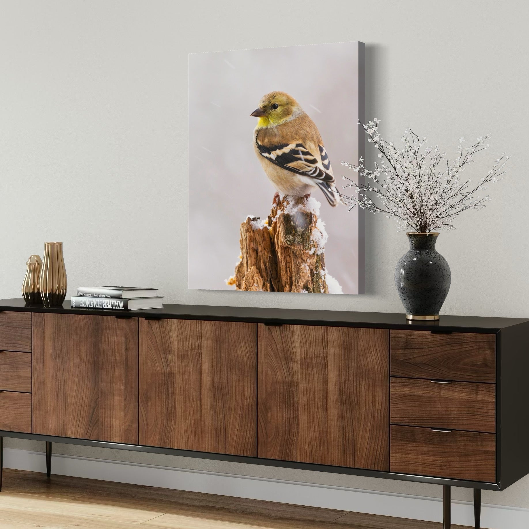 Winter Goldfinch - Moderno Wall Art Wall Art