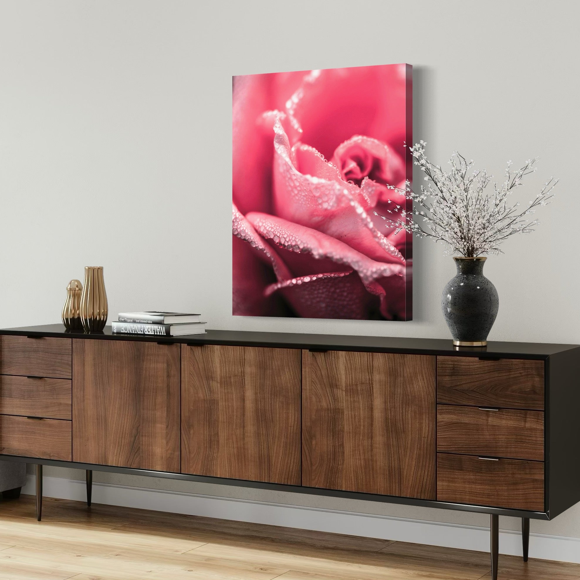 Dew-Kissed Rose - Moderno Wall Art Wall Art