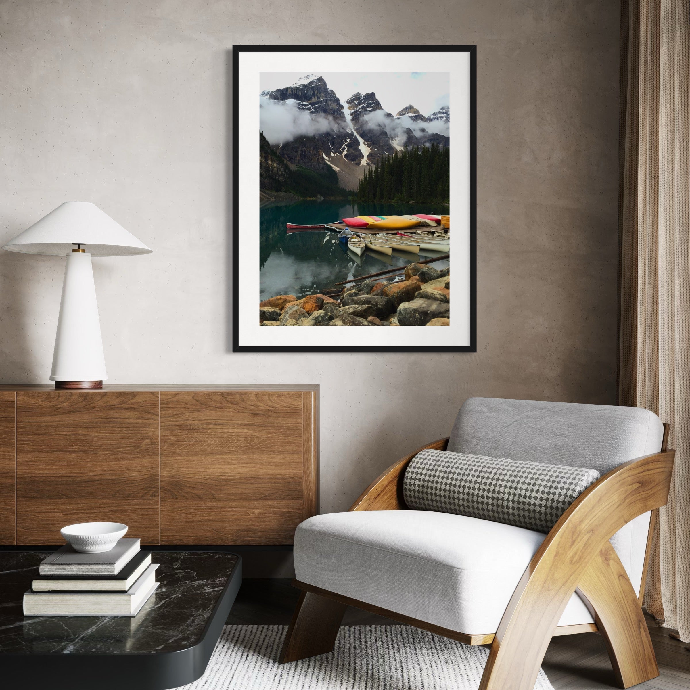 Tranquil Waters Of Banff - Moderno Wall Art Wall Art