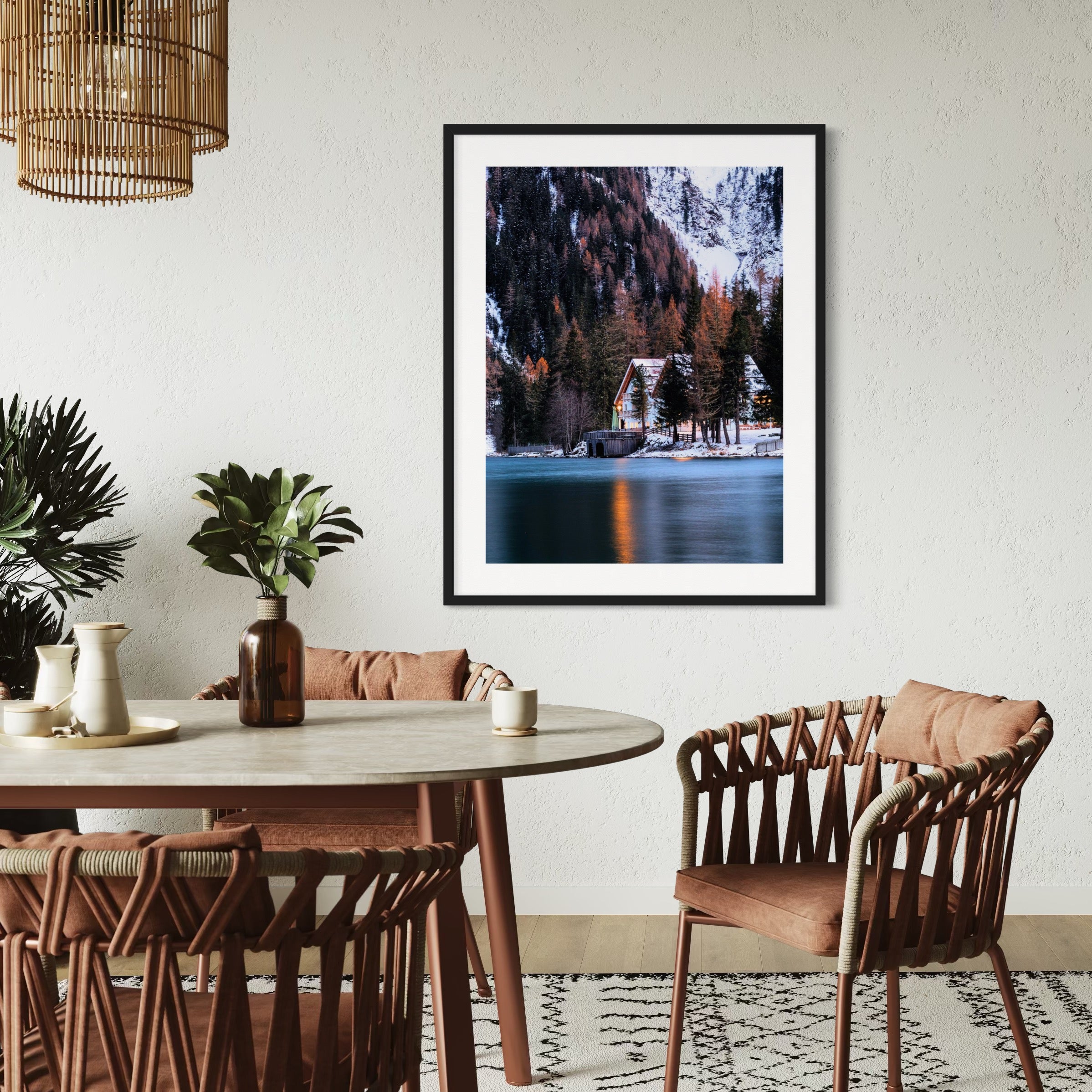 Evening at the Lakeside Cabin - Moderno Wall Art Wall Art