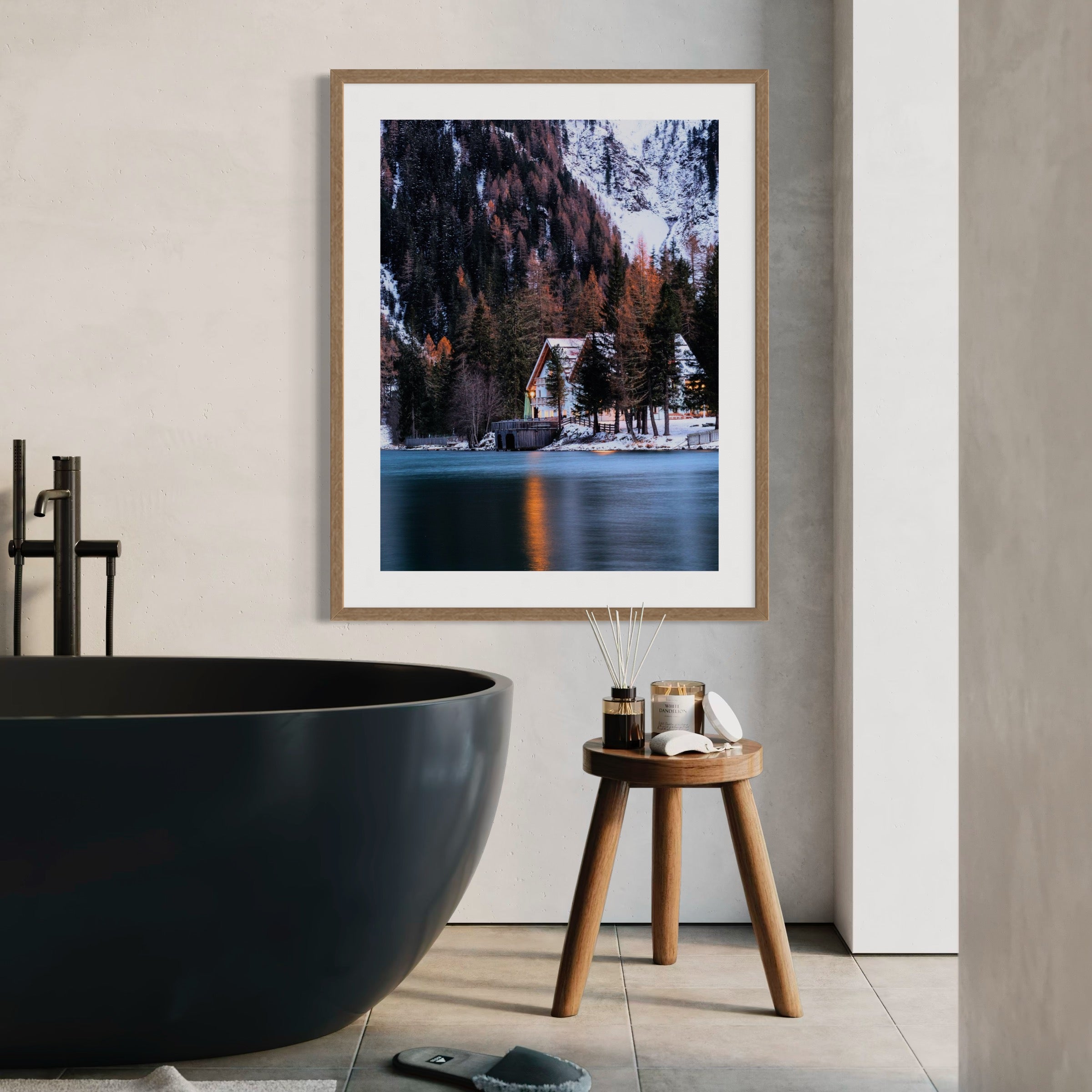 Evening at the Lakeside Cabin - Moderno Wall Art Wall Art