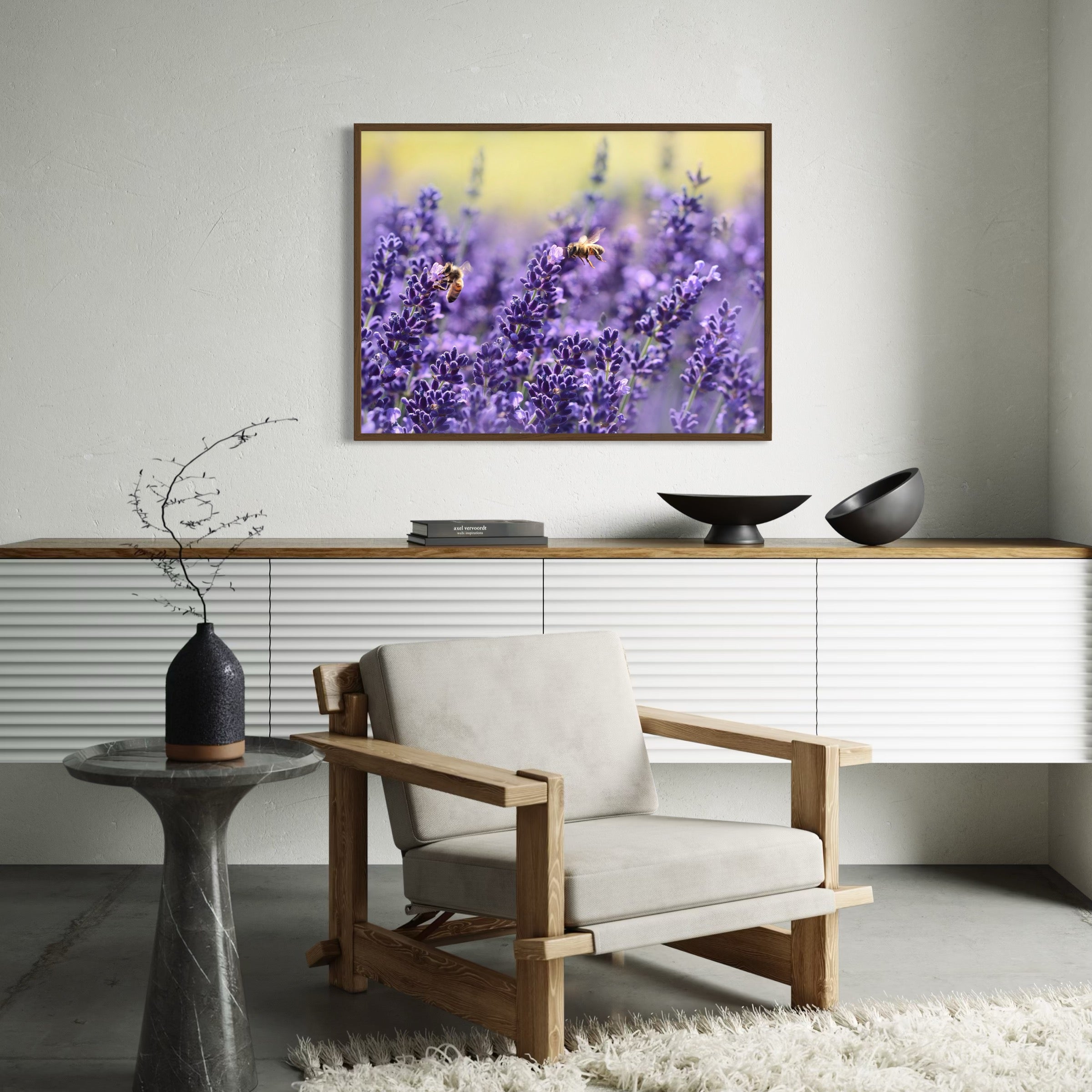 Bees Among the Lavender - Moderno Wall Art Wall Art