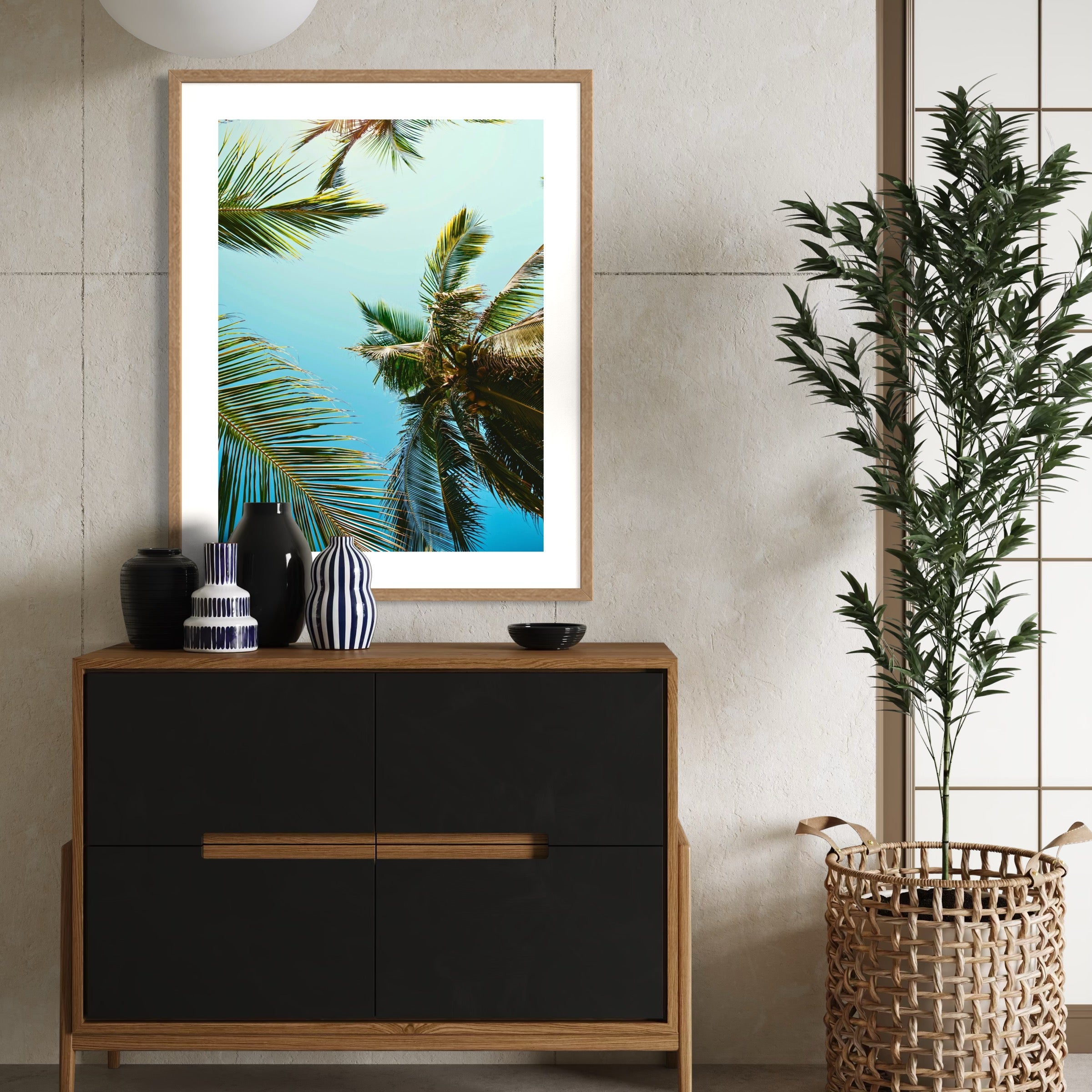 Sunlit Palm Canopy - Moderno Wall Art Wall Art