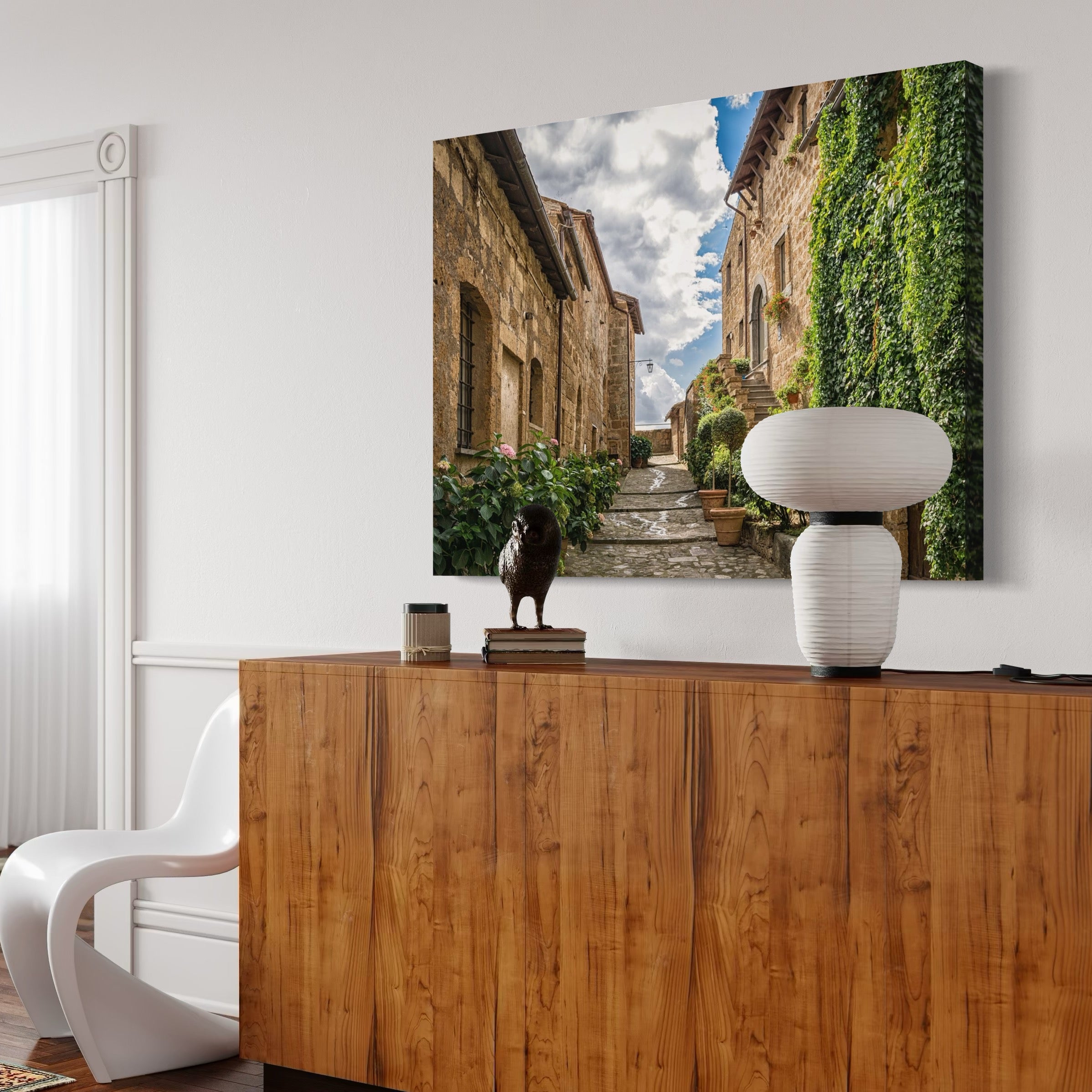 Village Path with Potted Plants - Moderno Wall Art Wall Art