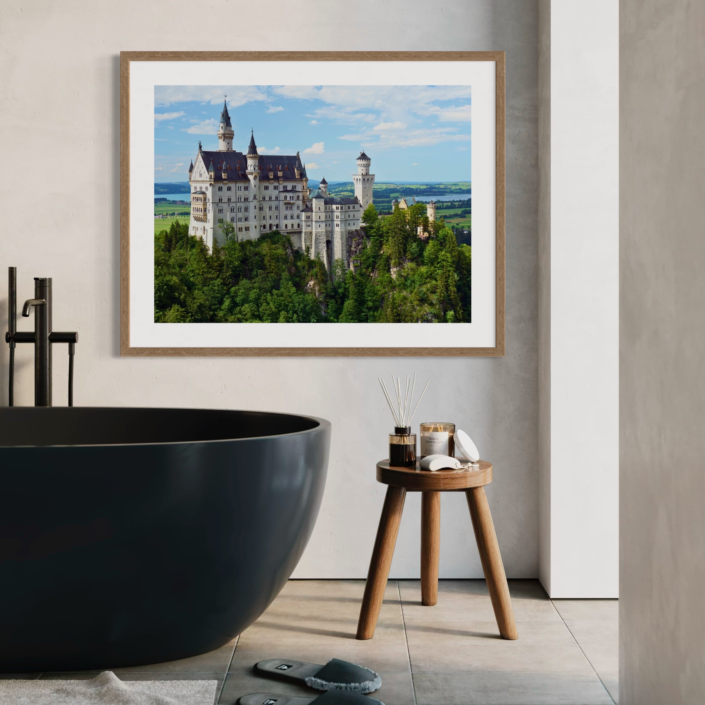 Neuschwanstein Castle Landscape View - Moderno Wall Art Wall Art