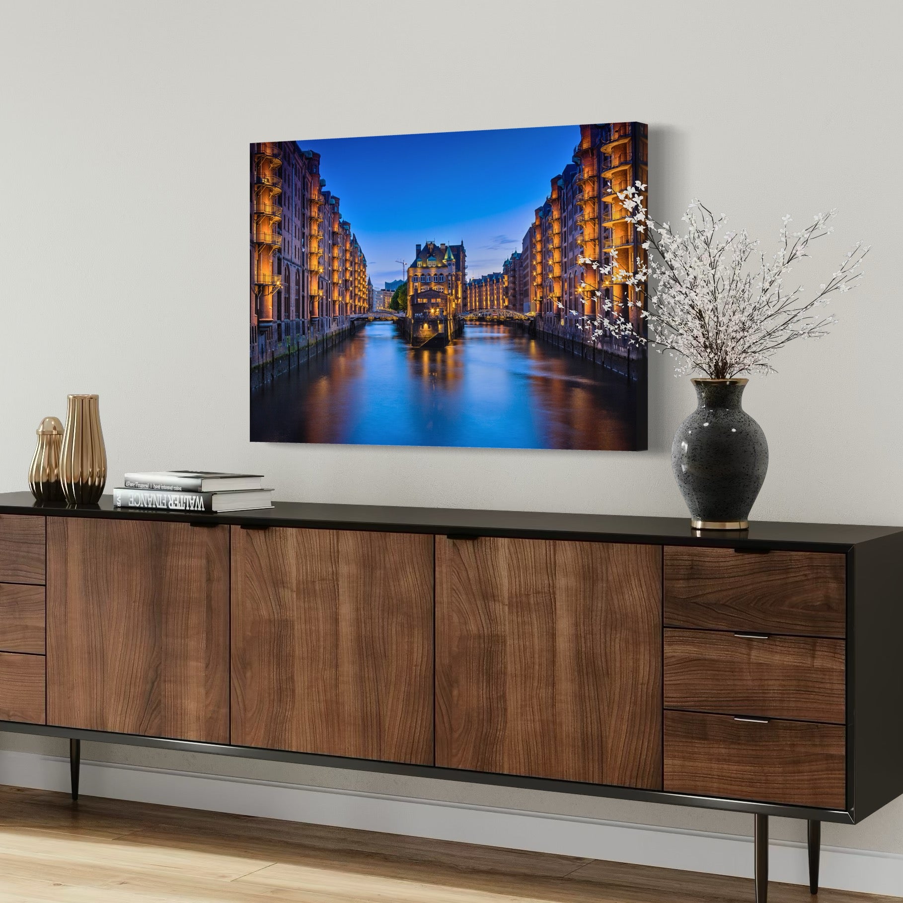 Twilight in HafenCity - Moderno Wall Art Wall Art
