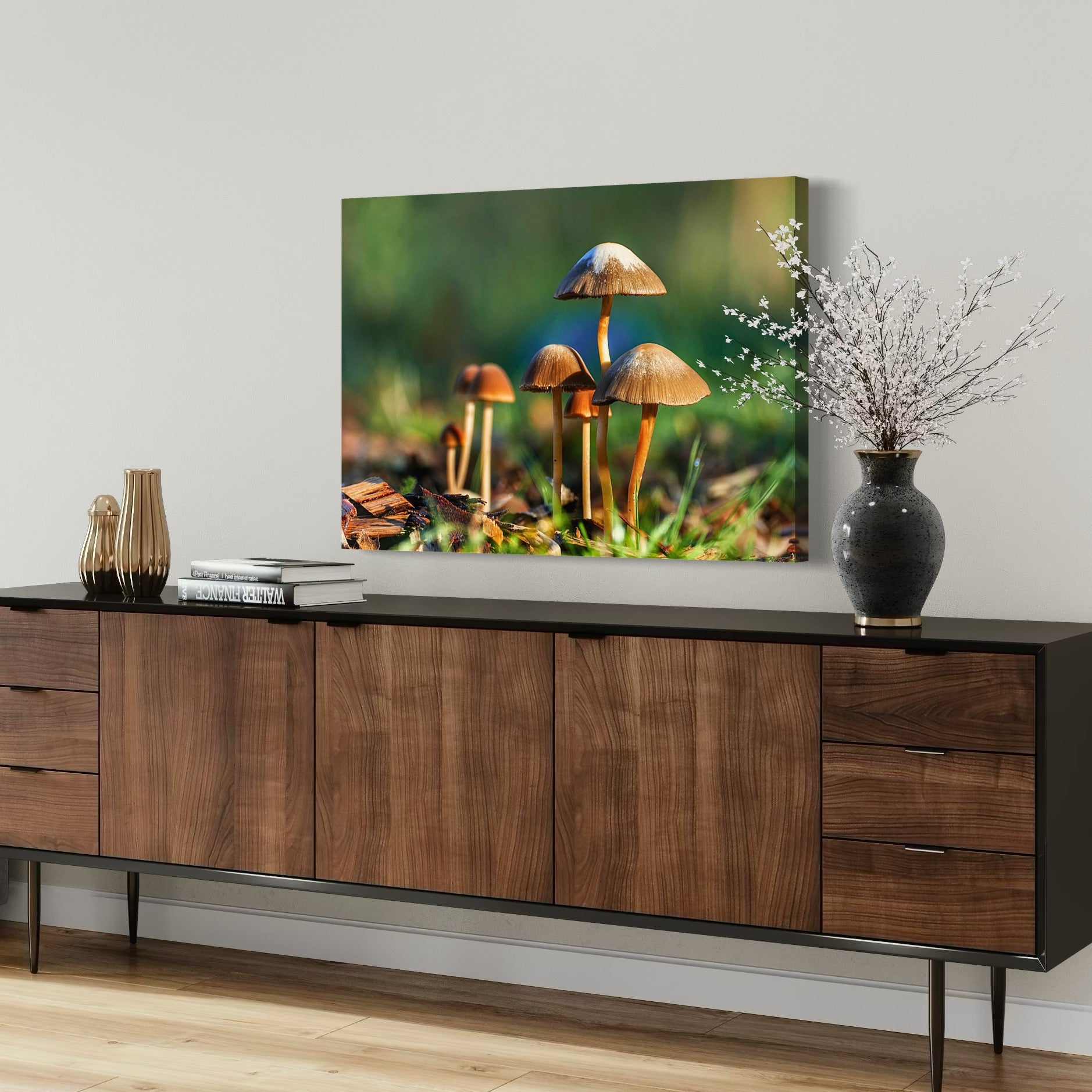 Sunlit Mushrooms - Moderno Wall Art Wall Art