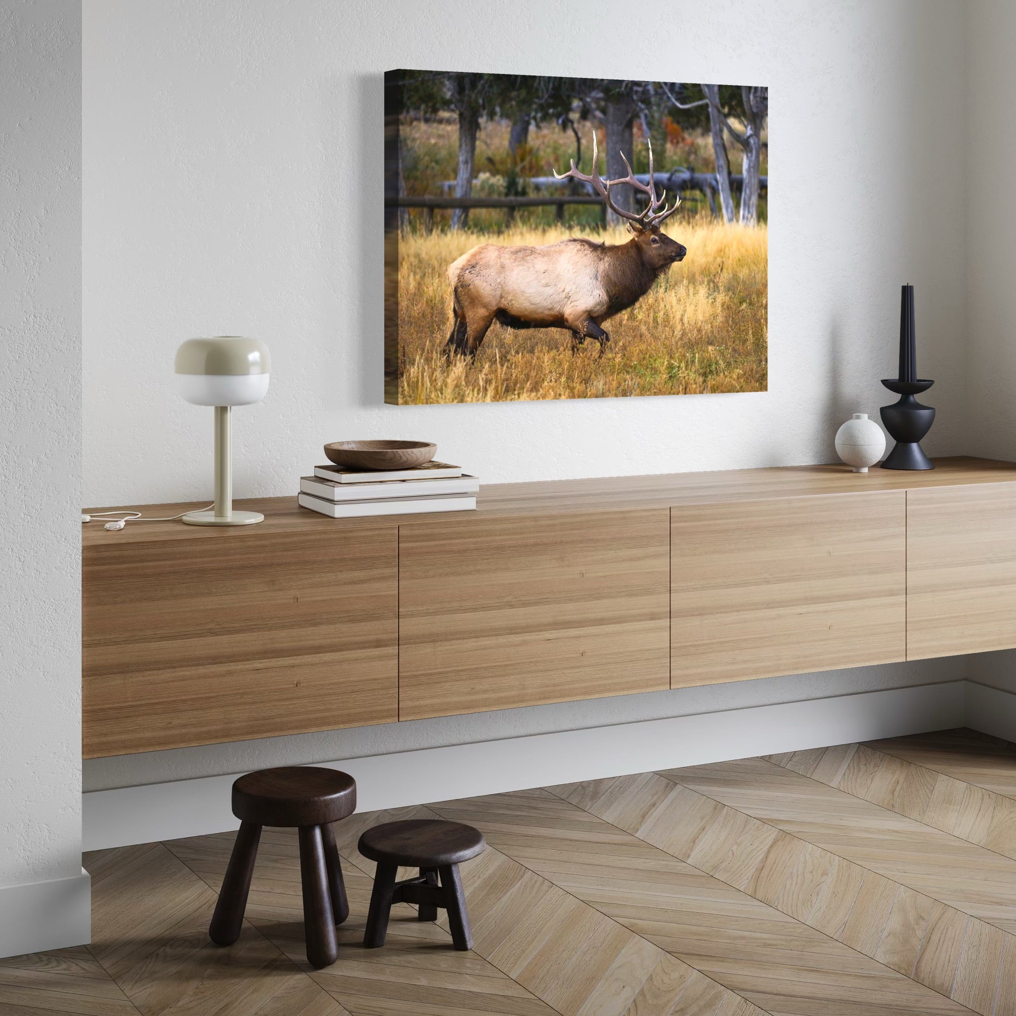 Elk on the Move - Moderno Wall Art Wall Art