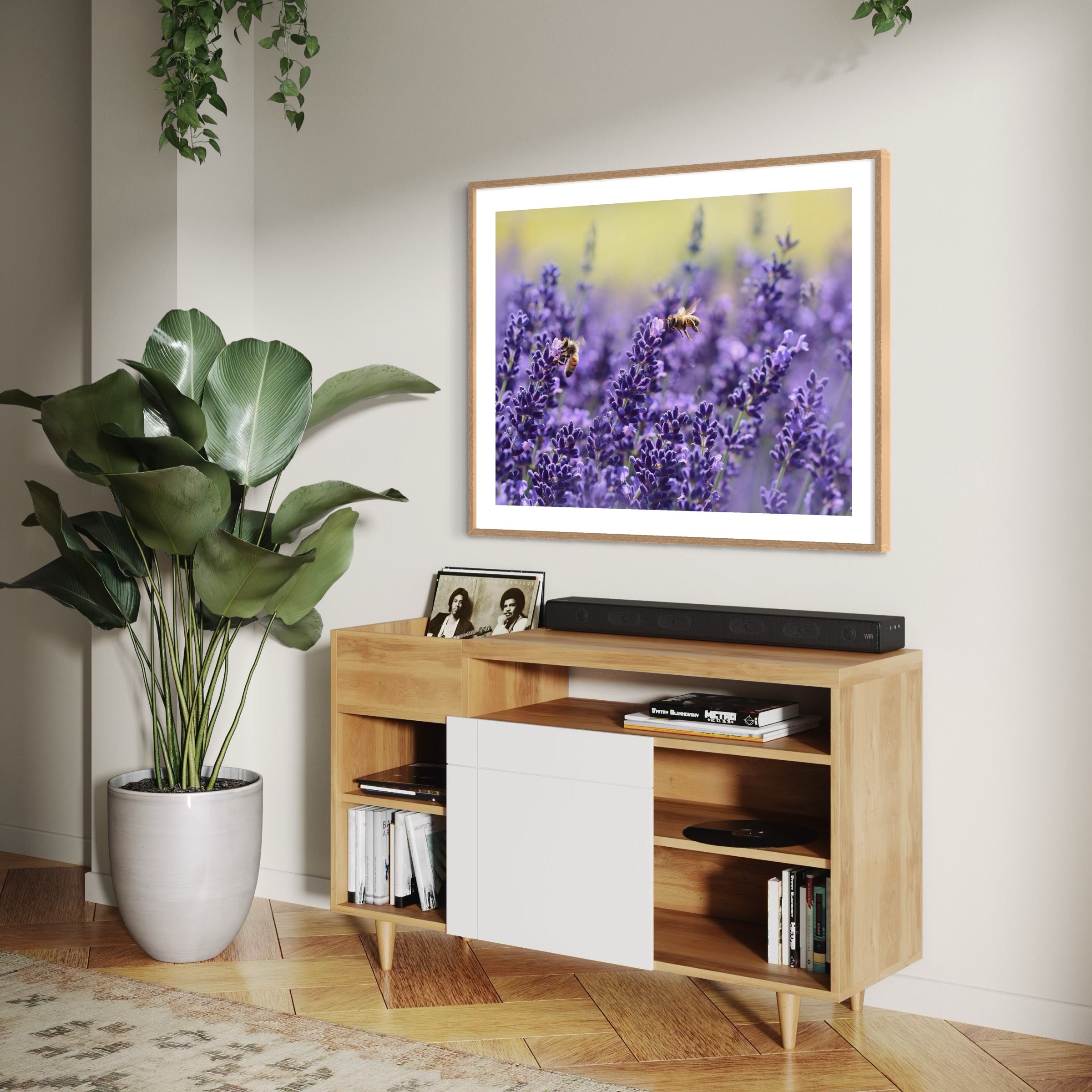 Bees Among the Lavender - Moderno Wall Art Wall Art