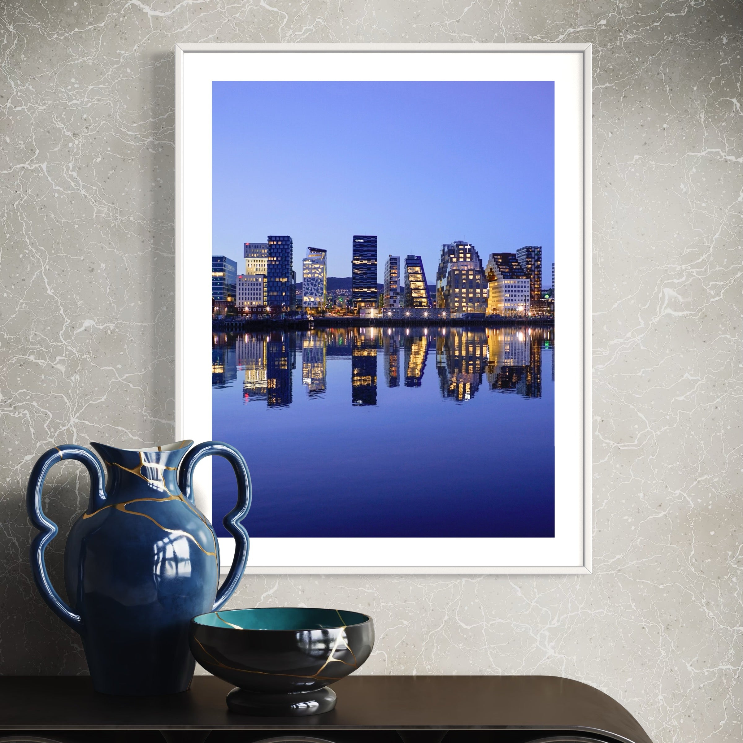 Oslo Skyline Glow - Moderno Wall Art Wall Art