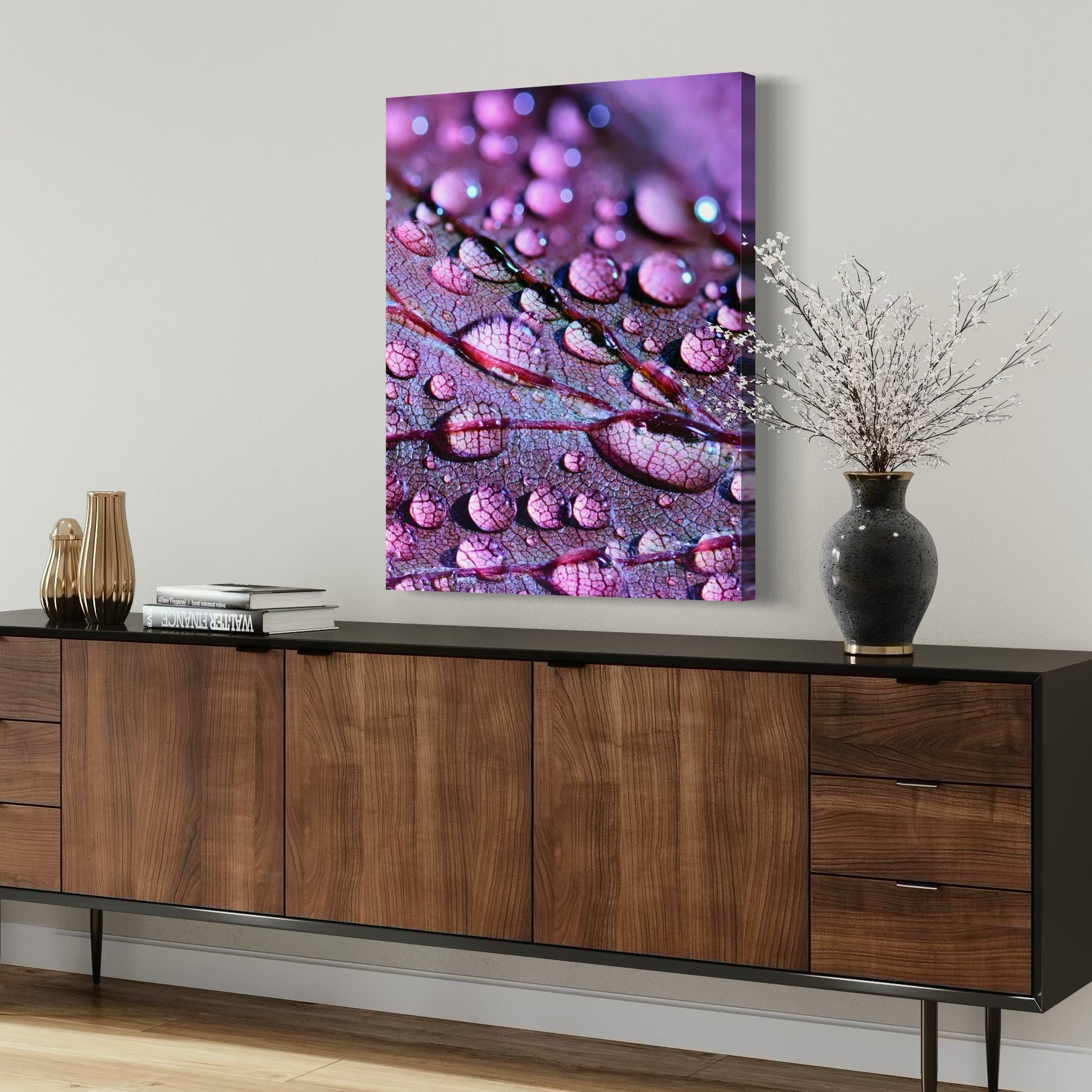 Rain-Kissed Leaf - Moderno Wall Art Wall Art