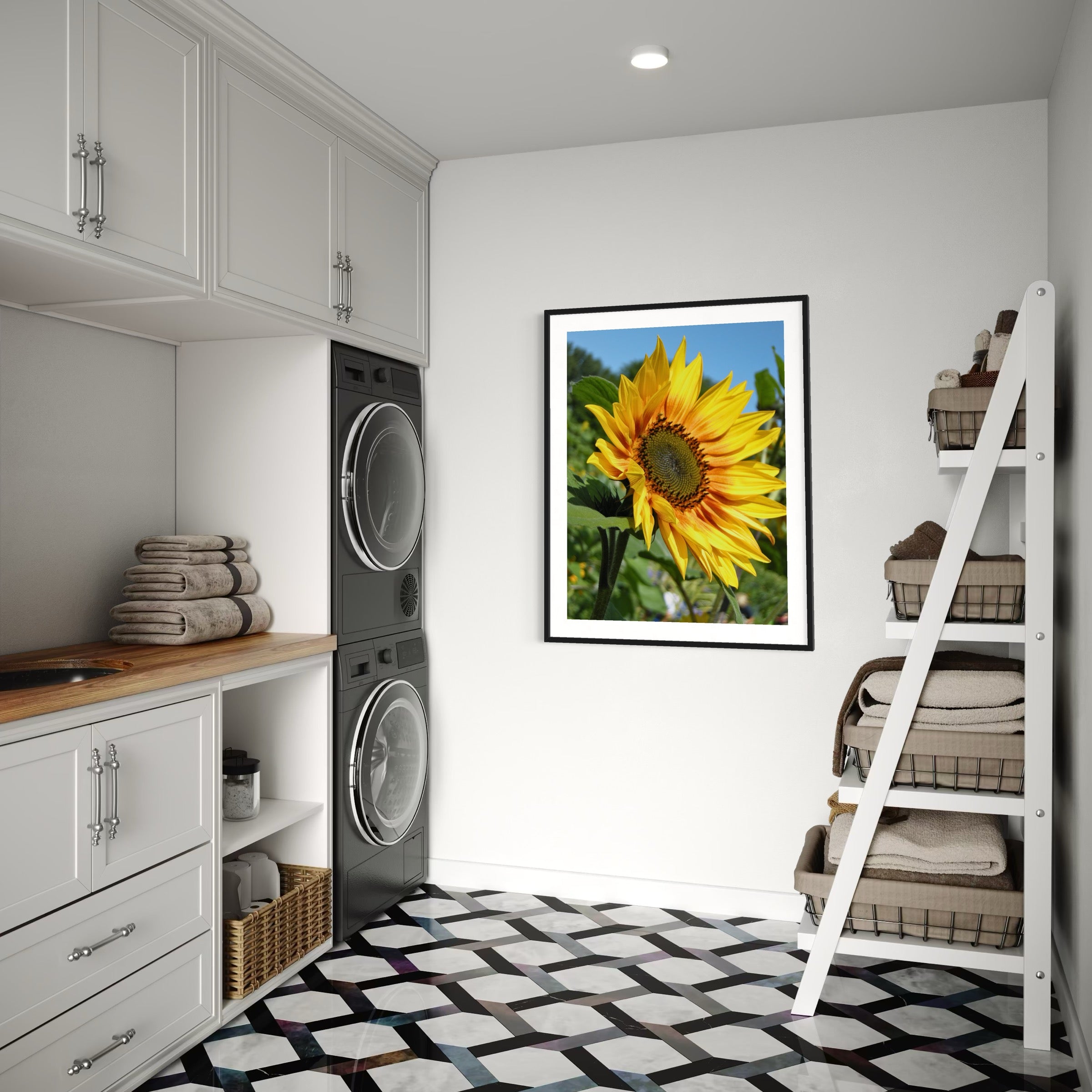 Golden Petals, Blue Sky - Moderno Wall Art Wall Art