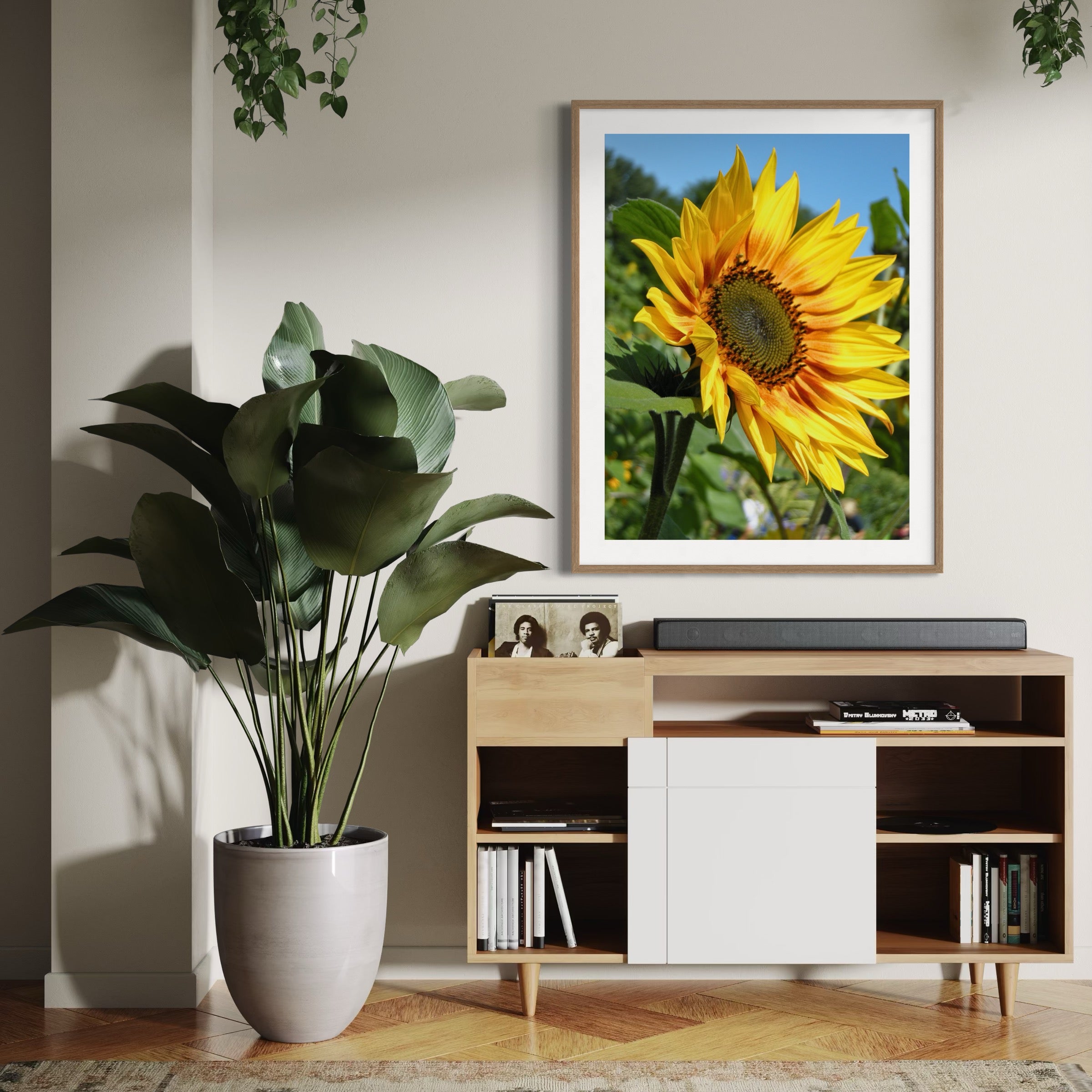 Golden Petals, Blue Sky - Moderno Wall Art Wall Art