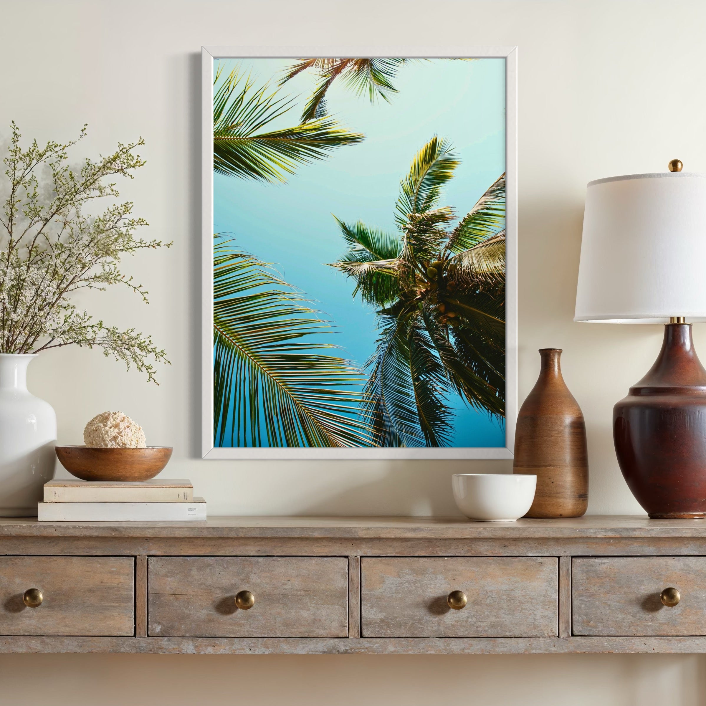 Sunlit Palm Canopy - Moderno Wall Art Wall Art