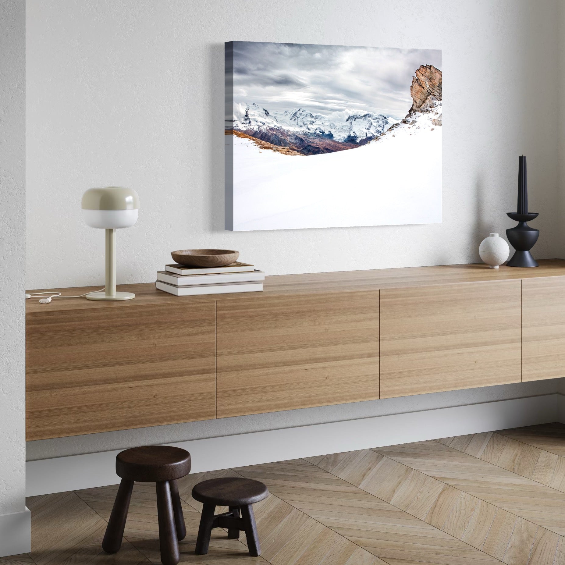 Approaching Snowfall in the Alps - Moderno Wall Art Wall Art