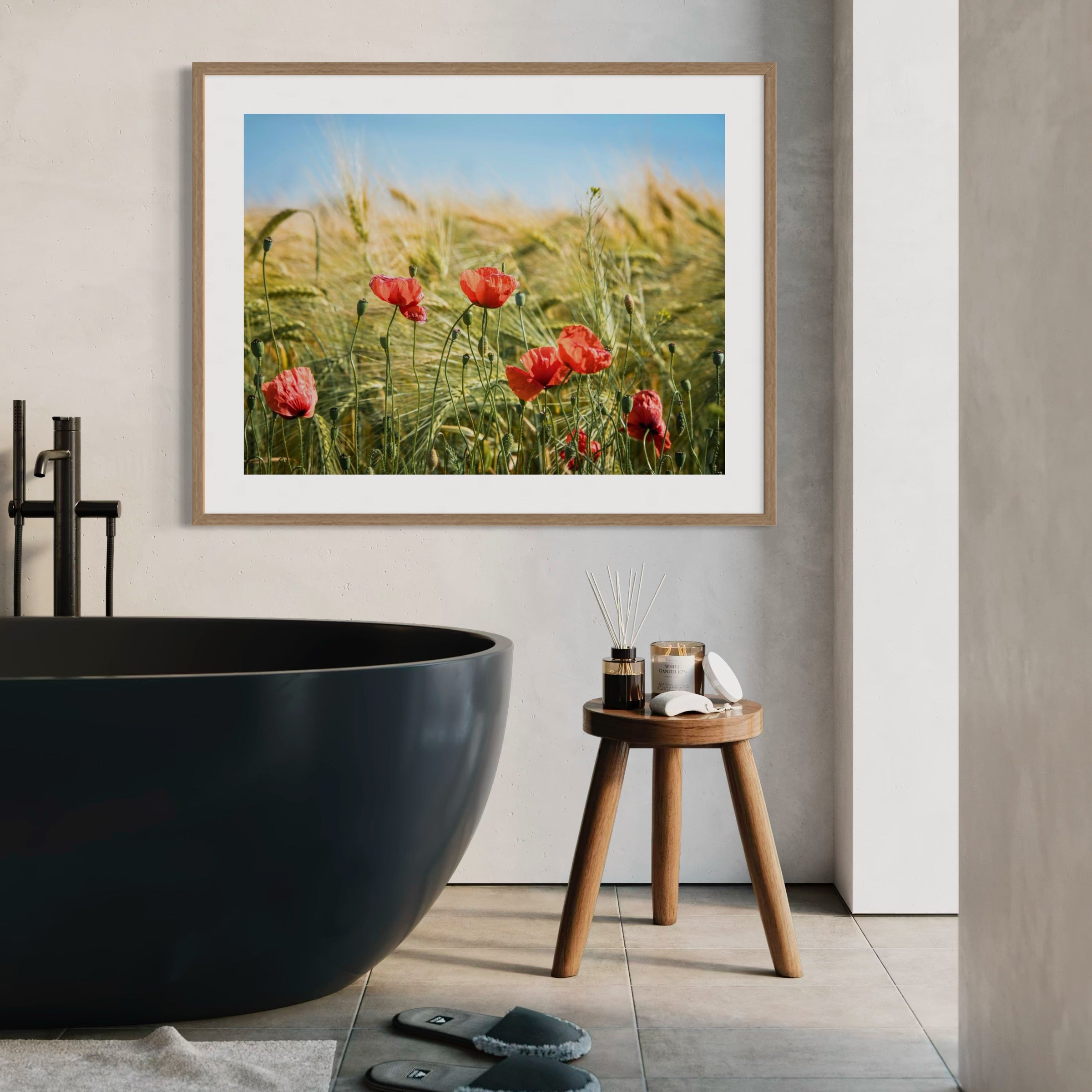 Poppies Amidst the Barley - Moderno Wall Art Wall Art