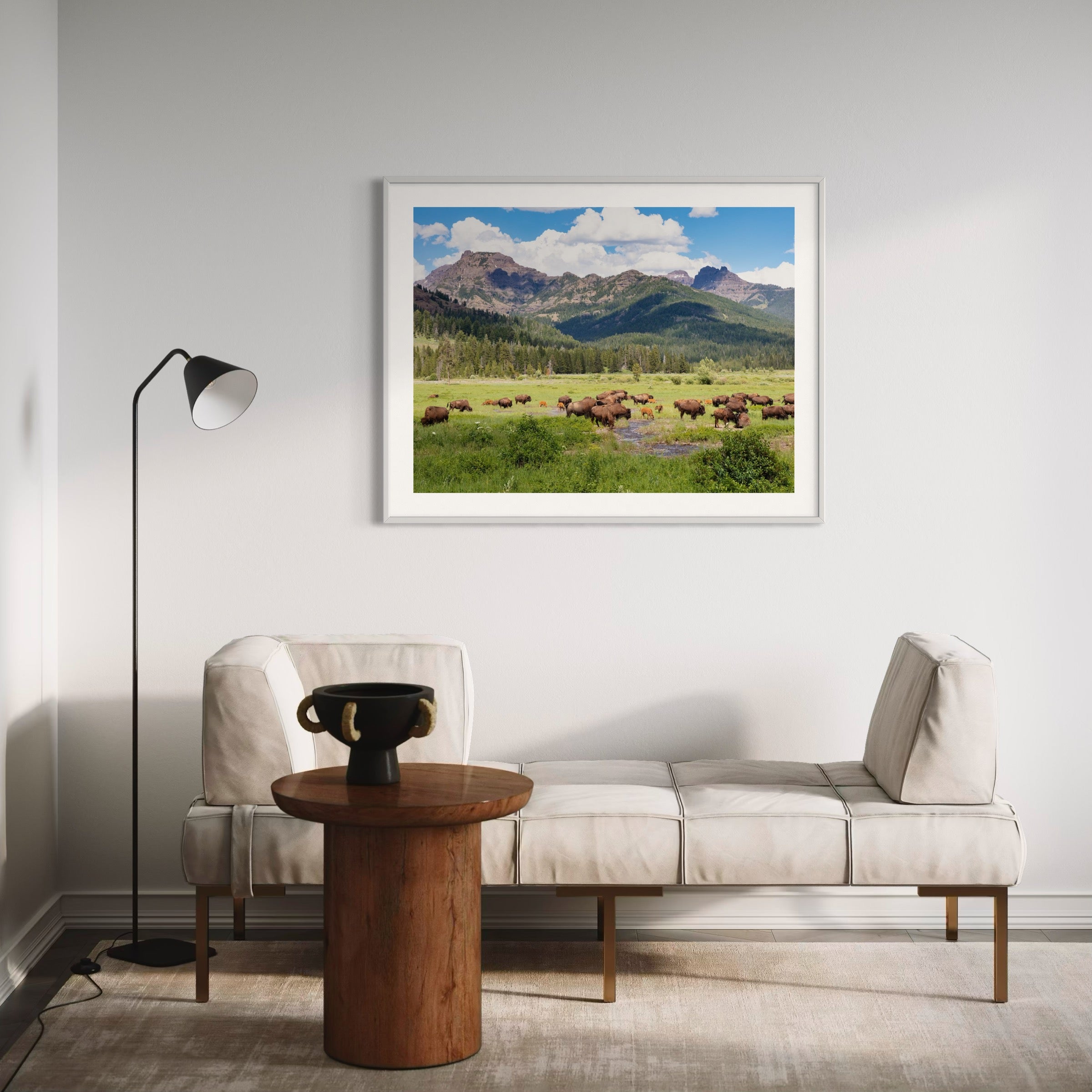 Bison Grazing in Yellowstone - Moderno Wall Art Wall Art