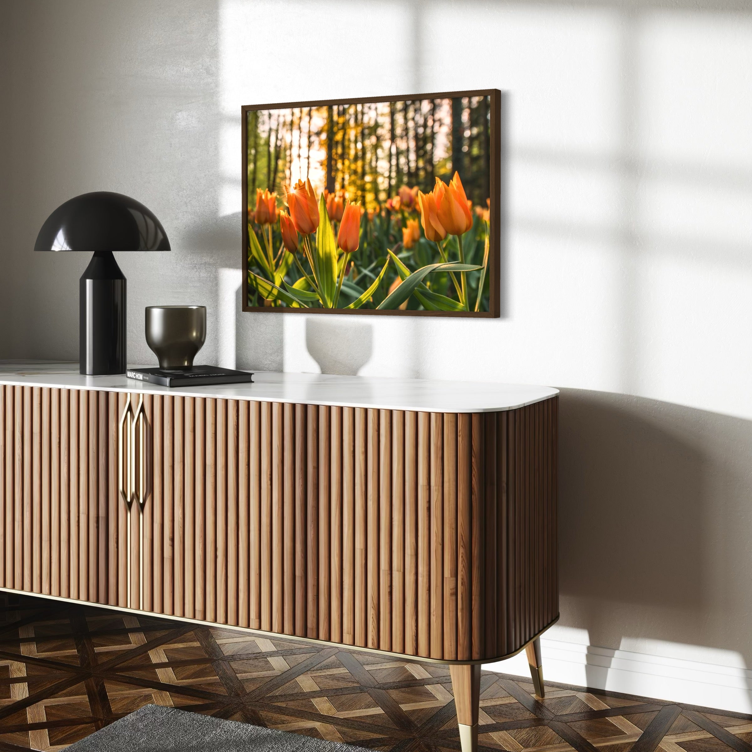 Golden Glow & Blooms - Moderno Wall Art Wall Art