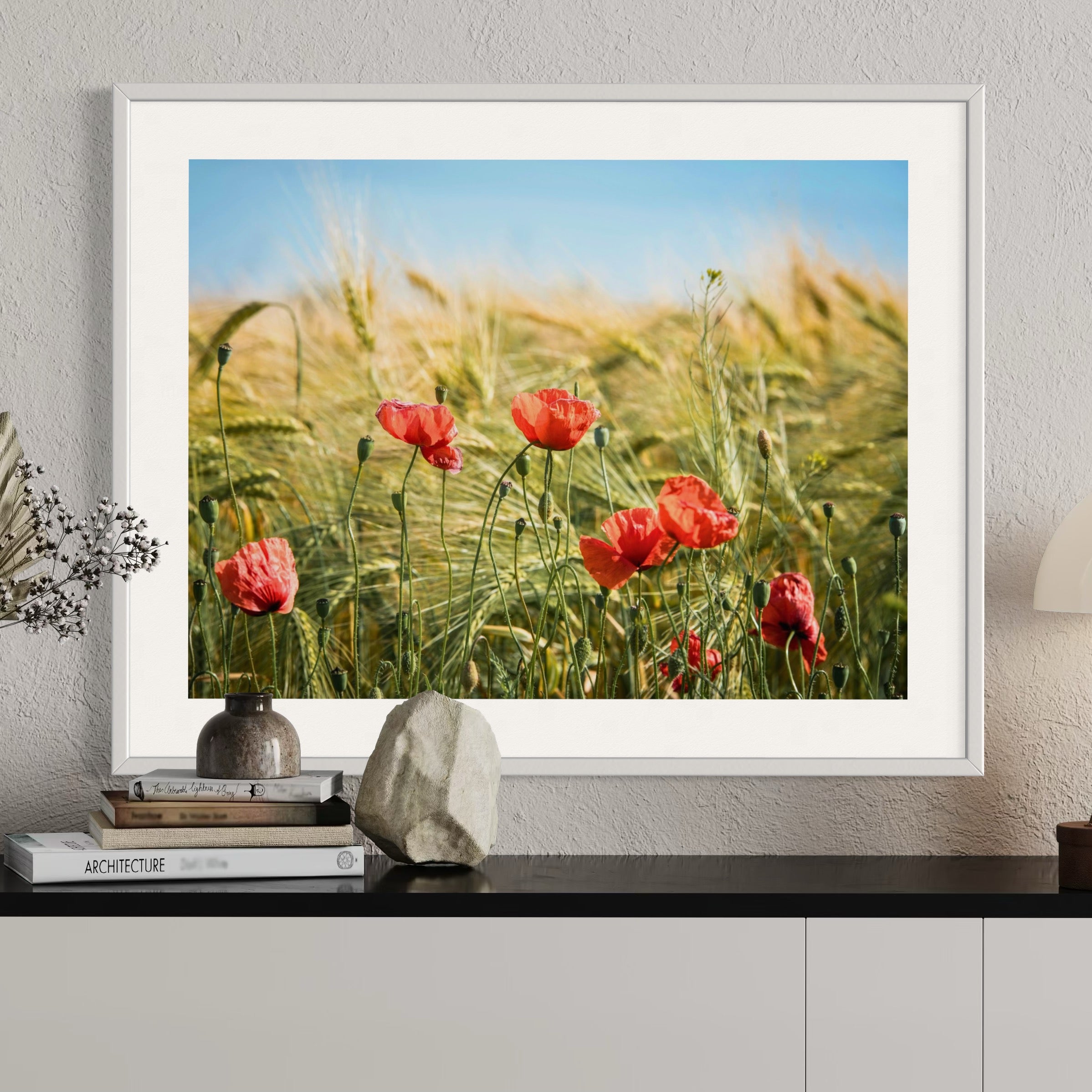 Poppies Amidst the Barley - Moderno Wall Art Wall Art