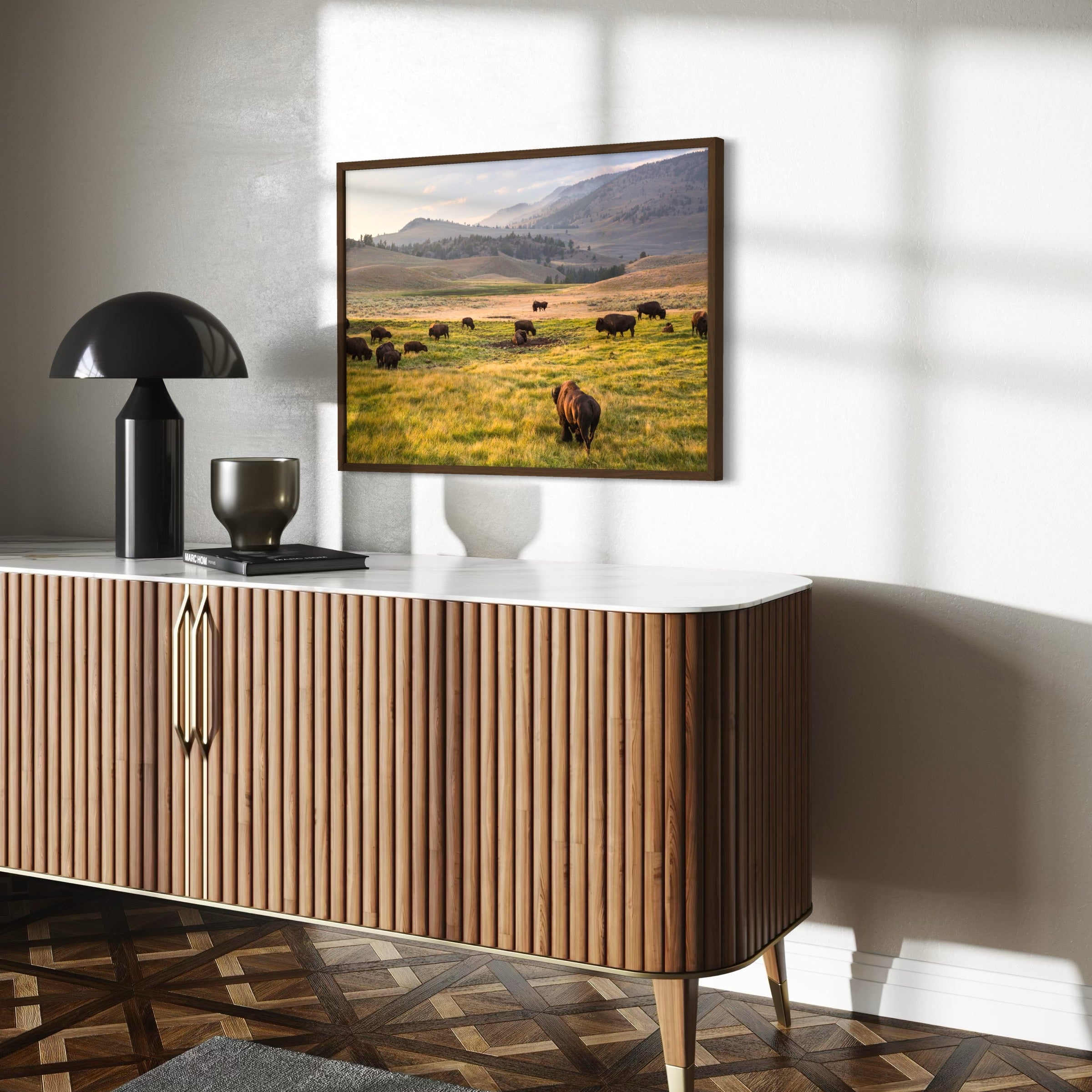 Bison at Golden Hour - Moderno Wall Art Wall Art