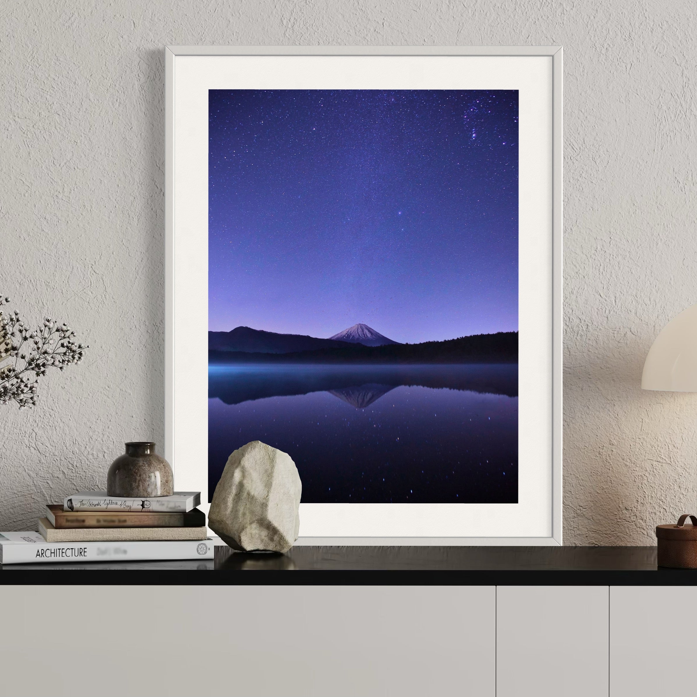 Mountain Reflections at Night - Moderno Wall Art Wall Art